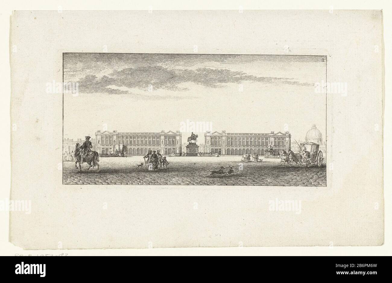 Gezicht op de Place Louis XV te Parijs Vues de Paris (seriettel) Gezichten op Parijs (seriettel) Vista del lato nord Di Place Louis XV, l'attuale Place de la Concorde a Parigi. Al centro, la statua del pilota di Luigi XV Sulla piazza gruppi di escursionisti che giocano cani e koets. Produttore : stampatore: Jeanne Françoise Ozanneuitgever: Vedova François Chéreau (possibile) Luogo di produzione: Printmaker: Francia Editore: Parigi Data: 1755 - 1790 caratteristiche Fisiche: Materiale di incisione: Tecnica della carta: Incisione dimensioni: Bordo della piastra: H 81 mm × W 159 mmToelichtingHet qui mostrato Luogo Louis XV era desi Foto Stock
