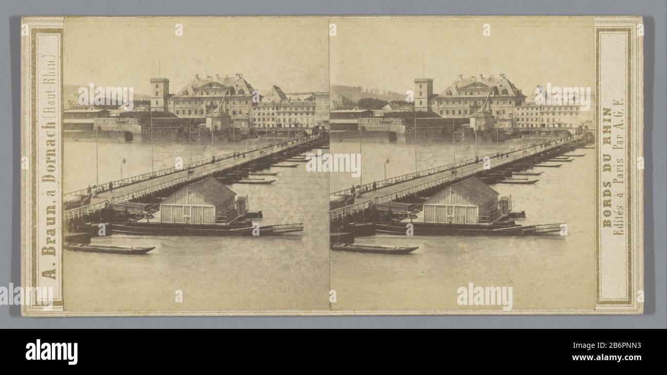 Il Schiffbrücke (ponte della nave) fu durante la Seconda guerra mondiale (1939-1945) nel 1945 verwoest. Produttore : fotografo: Anonymous publisher: Adolphe Braun et Cie (listed building) Editore: Alexis Gaudin et Frère (listed property) Prodotto Del Luogo: Fotografo: Koblenz Editore: Dornachuitgever: Parigi Data: Circa 1860 Materiale: Carta di cartone Tecnica: Albumen dimensioni di stampa: Supporto secondario: H 85mm × W 175 mm Oggetto : ponte in città attraverso il fiume, canale, ecc Foto Stock