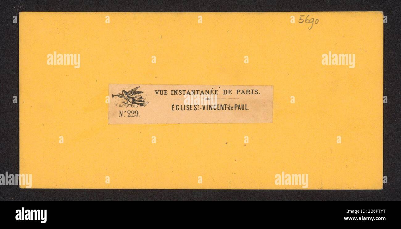 View of the Église Saint-Vincent-de-Paul in ParijsÉglise St-Vincent-de-Paul (title object) Paris Instantané (series title object) Property Type: Stereo picture Item number: RP-F F05690 Iscrizioni / marche: Number, vero, stampato: 'No. 229.' Produttore : fotografo: Anonymous location manufacture: Paris Dating: CA. 1850 - ca. 1880 Materiale: Carta fotografica, cartone Tecnica: Albumina pressione dimensioni: Supporto secondario: H 84 mm × W 173 mm Oggetto: Chiesa (esterno) Dove: Eglise Saint-Vincent-de-Paul Foto Stock
