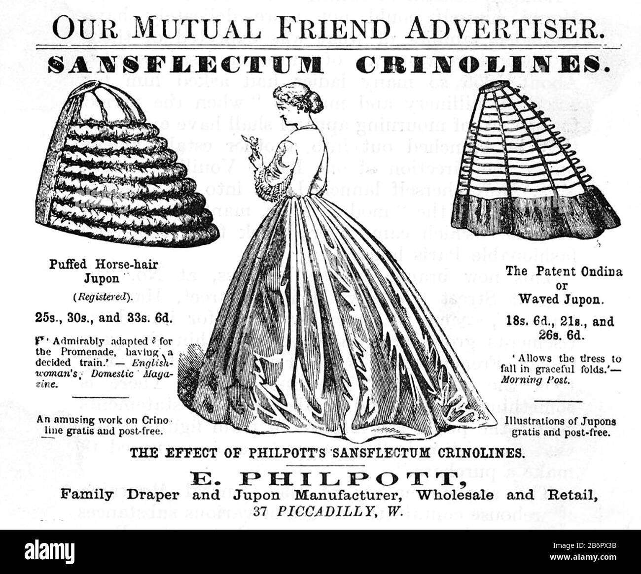 Crinolina pubblicità circa 1880 Foto Stock