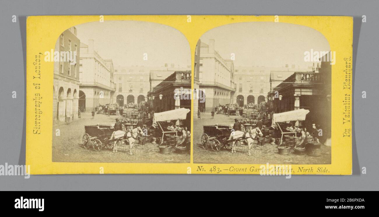 Gezicht op de markt bij Covent Garden mercato di Covent Garden, lato nord (titel op Object) Vista del mercato a Covent Garden Market GardenCovent, Northside. (Oggetto titolo) Tipo Oggetto: Immagine stereo numero Oggetto: RP-F-F04673 Iscrizioni / marchi: Numero, recto, stampato, 'No. 483.'opschrift, recto, stampato: 'Tereographs of London, By Valentine Blanchard.' Produttore : fotografo: Valentine Blanchard (elencato proprietà) Produzione Luogo: Covent Garden Dating: CA. 1850 - ca. 1880 caratteristiche Fisiche: Albume materiali di stampa: Cartone carta tecnologia : albume dimensioni di stampa: Secondario me Foto Stock