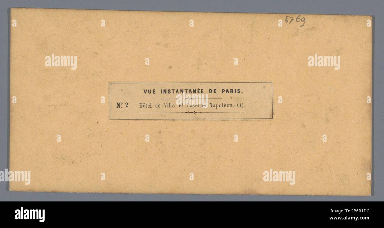 Vista del lato del municipio di Parigi Hôtel-de-Ville et Caserne Napoléon (1) (titolo sull'oggetto) Vue instantanée de Paris (oggetto del titolo della serie) Tipo Di Oggetto: Immagine stereo numero Dell'Oggetto: RP-F-F05769 Iscrizioni / marchi: Numero, vero, stampato: 'No. 2' fabbricante : fotografo: Anonymous location manufacture: Paris Dating: CA. 1850 - ca. 1880 Materiale: Carta fotografica, cartone Tecnica: Albumina pressione dimensioni: Supporto secondario: H 86 mm × W 172 mm Oggetto: Municipio trazione animale, veicolo trafilato (trasporto ecc.) Dove: Hall Foto Stock