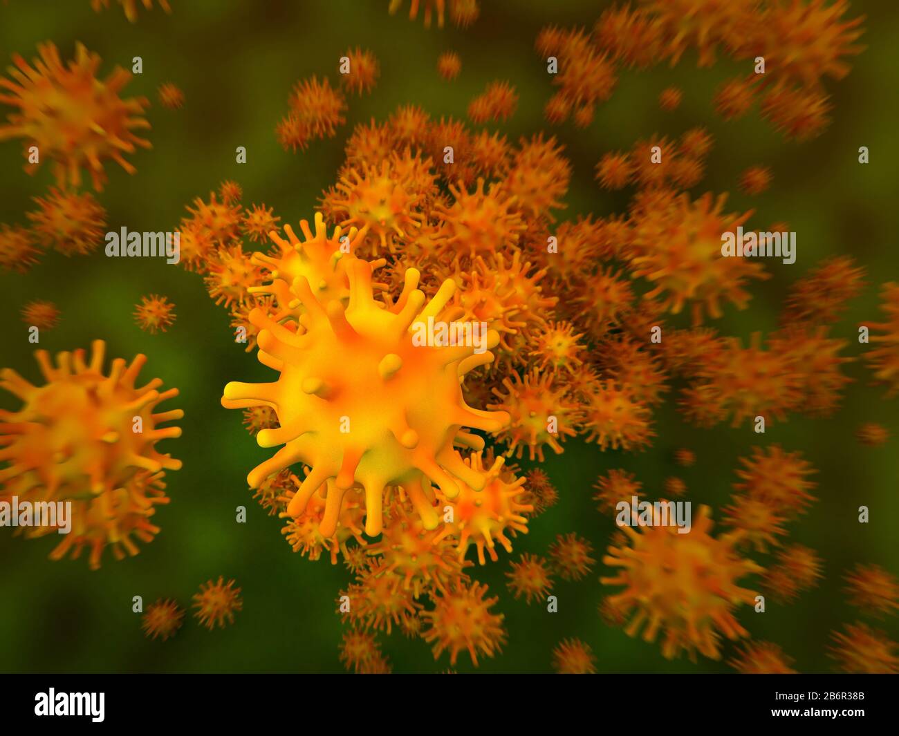 Virus, Coronavirus, Influenza, Hiv, Influenza. Illustrazione Del Concetto Di Rendering 3d. Epidemia, Influenza, Pandemia Globale, Epidemia. Foto Stock