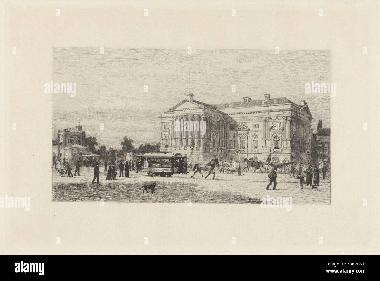 Gezicht op het Leidseplein van Amsterdam Visualizza Leidseplein ad Amsterdam, con lo sfondo del teatro. In primo piano un paardentram che passa. Produttore : printmaker: Johan Conrad Greive (proprietà quotata) Luogo di produzione: Amsterdam Data: Dopo 9 gennaio 1877 caratteristiche Fisiche: Materiale di incisione: Tecnica della carta: Incisione dimensioni: Bordo della piastra b 201 mm x H 300 mm Oggetto: Street (+ città (-scape) con figure, personale) diligenza, omnibus, cavallo-tram dove: Stadsschouwburg Amsterdam Leidseplein Foto Stock