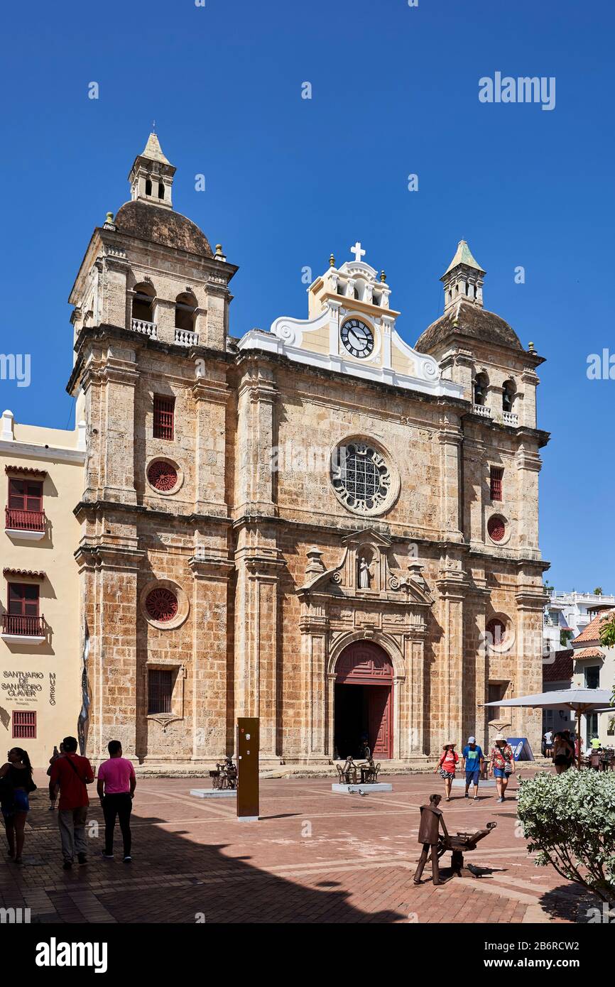 Iglesia de San Pedro Claver nel centro storico di Cartagena, Colombia Foto Stock