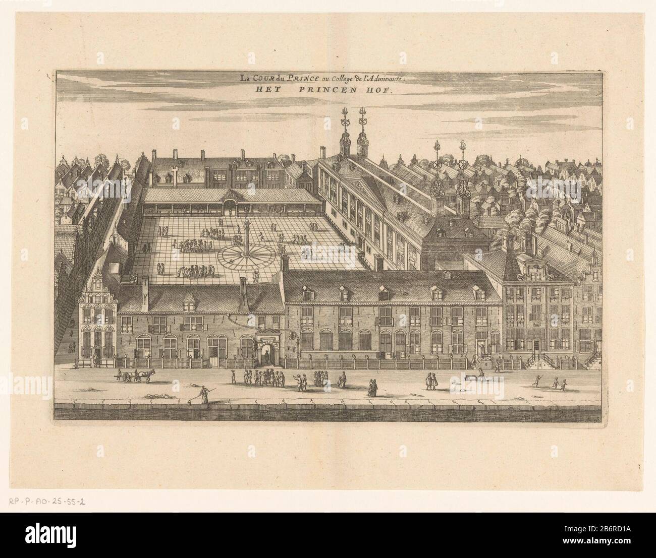 Vista dei principi nell'Oudezijdsvoorburgwal di Amsterdam. Nel cortile e l'edificio molti figuren. Produttore : stampatore Jacob van Meurs (possible) Editore: Jacob van Meurs (possible) Luogo di produzione: Amsterdam Data: 1663 Materiale: Carta Tecnica: Acquaforte / engra (processo di stampa) dimensioni: Bordo della lastra: H 191 mm × W 298 mmToelichtingHuidige stato di stampa utilizzato in: Dapper, Olfert. Storico Beschry der stadt Amsterdam waer in voornaemste storie (dopo un breve periodo di Gansch Hollant e d'omleggende villaggi (...) Amsterdam. Lo stato attuale Jacob van Meurs, 1663. * * Foto Stock