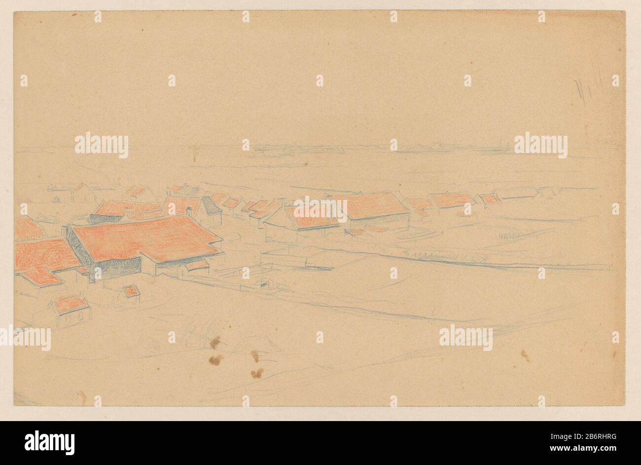 Gezicht te Zoutelande Faccia a Salt Land Tipo Di Proprietà: Disegno numero Oggetto: RP-T-1970-31 (R) fabbricazione Creatore: Artista: Ferdinand Hart Nibbrig datazione: 1876 - 1915 caratteristiche Fisiche: Matita a colori materiale: Matita a carta dimensioni: H 325 mm × W 502 mm Oggetto : peninsulanames di città e villaggi (CON NOME) Dove: Terra Di Sale Foto Stock