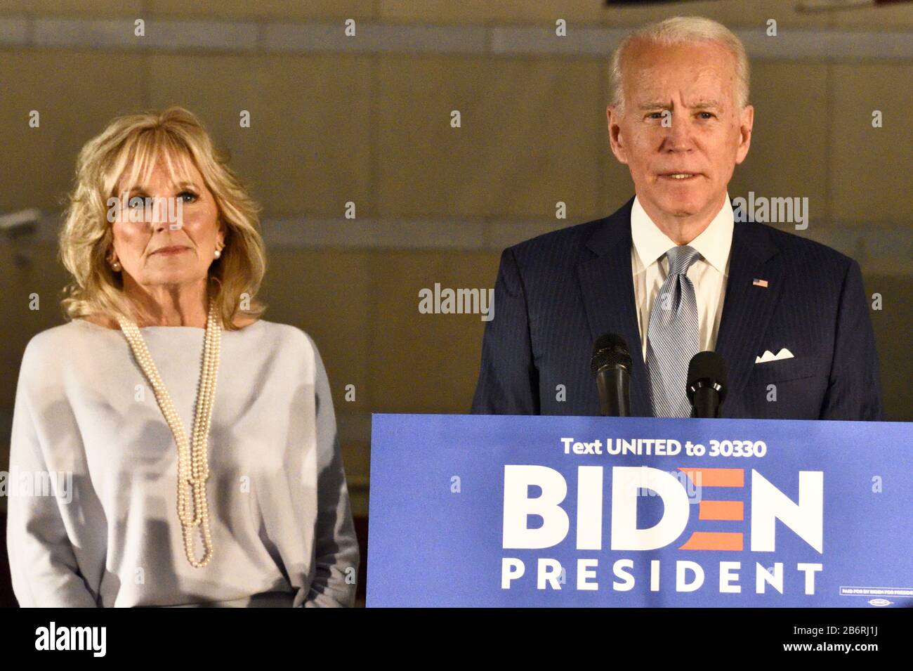 Philadelphia, PA, USA - 10 MARZO 2020: Joe Biden Consegna Primary Night Note al National Constitution Center. Foto Stock