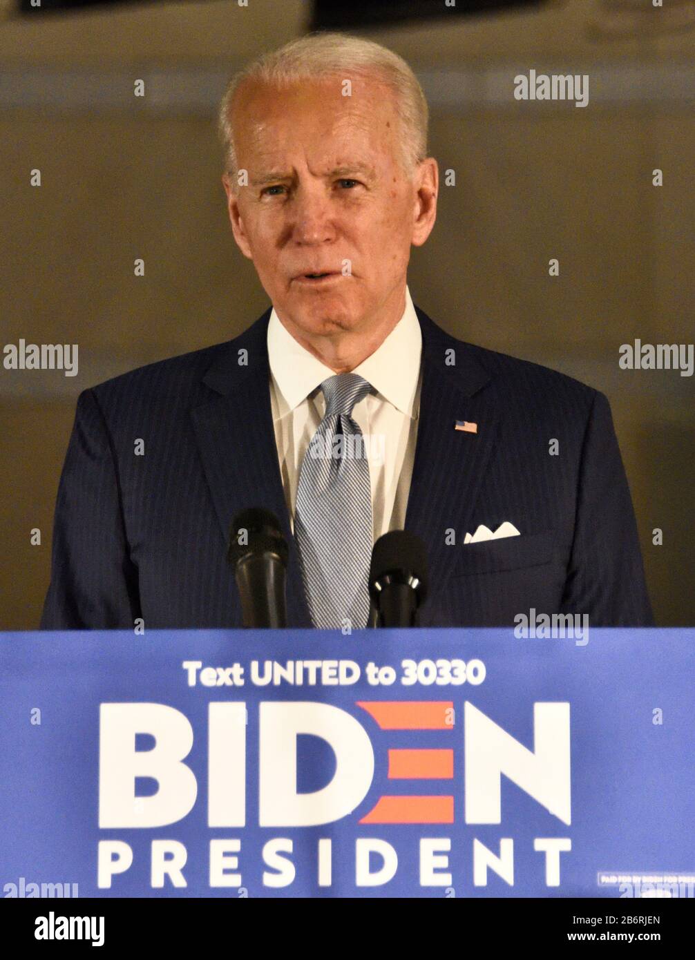 Philadelphia, PA, USA - 10 MARZO 2020: Joe Biden Consegna Primary Night Note al National Constitution Center. Foto Stock