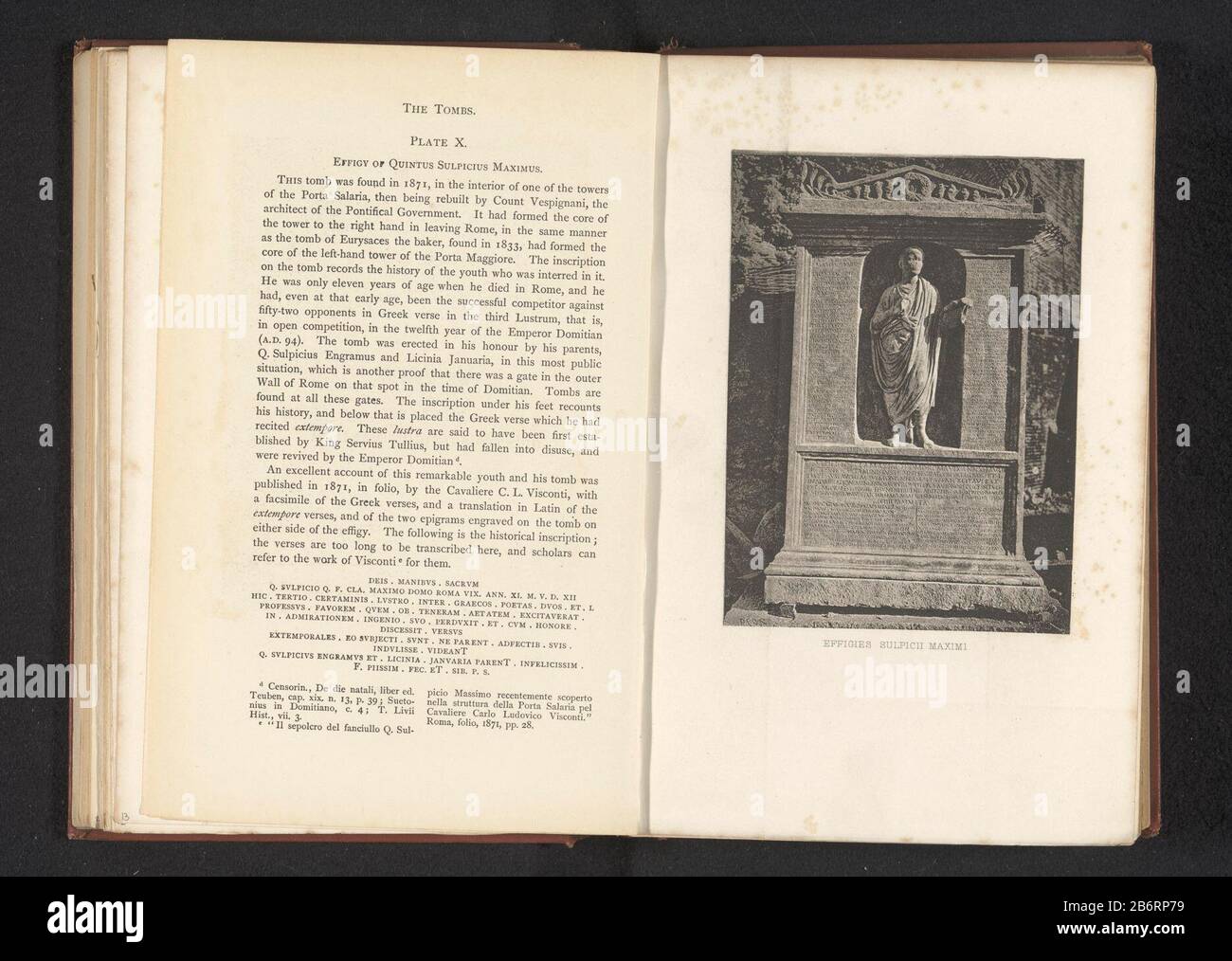 GrafMonument van Quintus Sulpicius Maximus a Roma Effigies Sulpicius Maximi (titel op Object) Tomba di Quintus Sulpicius Maximus in RomeEffigies Sulpicius Maximi (title Object) Tipo Di Proprietà: Fotomeccanica stampa numero articolo: RP-F 2001-7-164-14 Produttore : autore: Anonimo Data: CA. 1867 - o per 1877 Materiale: Carta Tecnica: Dimensioni della fotoincisione: Pagina: H 223 mm × W 142 mm Oggetto: Tomba, tomba dove Roma Foto Stock