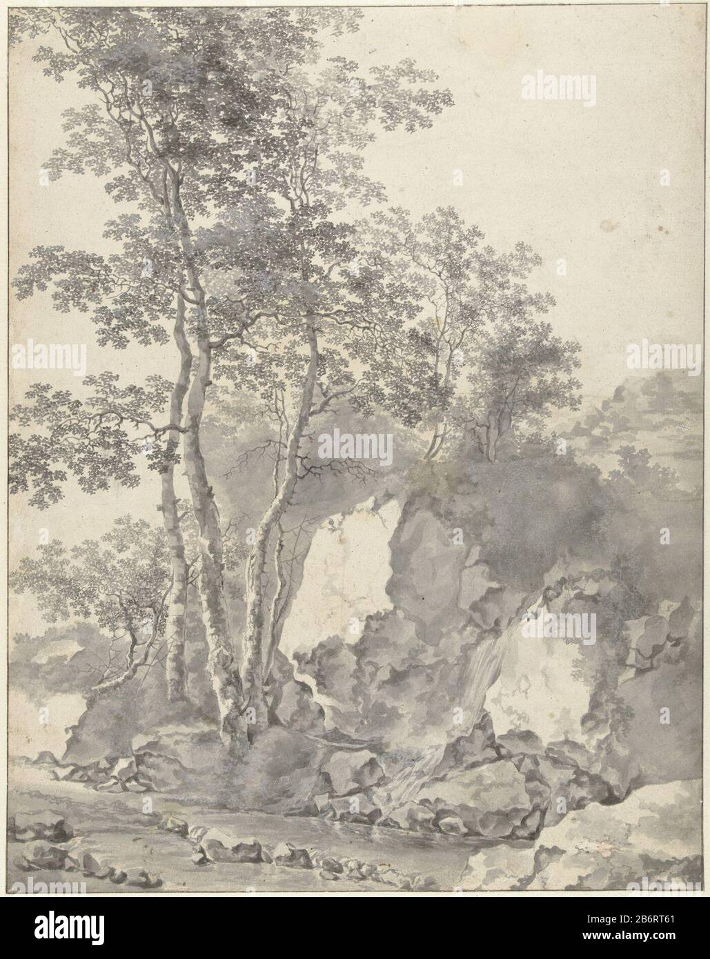 Groep berken bij een bergstroom Group of Birch in a mountain stream tipo di oggetto: Disegno numero Oggetto: RP-T-1897-A-3360 fabbricante : artista: Gen Entrambi Appuntamenti: 1628 - 1652 caratteristiche Fisiche: Pennello in grigio e bianco: Carta Tecnica: Dimensioni spazzola: H 425 mm b × 334 mm Foto Stock