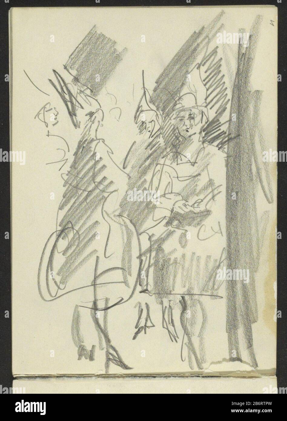 Gruppo di donne in abiti, possibilmente variétédanseressen Oggetto tipo : foglio di Sketchbook numero articolo: RP-T-1935-146-11 (R) Descrizione: Sono possibili con le ali. Foglia 11 recto dal libro di schizzi LXV 27 bladen. Produttore : artista: Isaac Israele Luogo di produzione: Den Haag (possibile) Datato: 1875 - 1934 caratteristiche Fisiche: Matita materiale: Carta Oggetto matita: Costume da palcoscenico - CC - donna adulta femminile dietro il palco Foto Stock