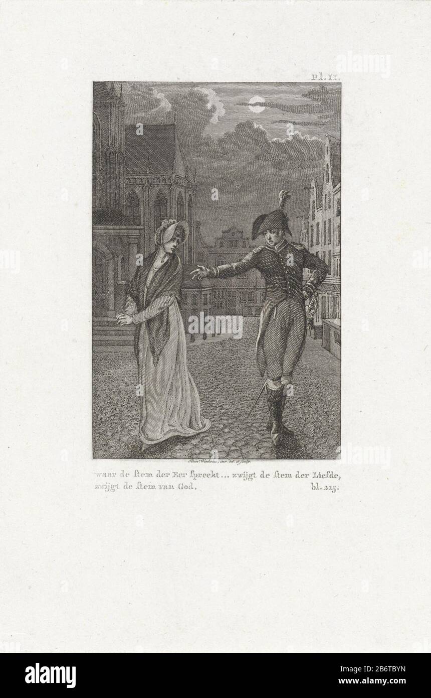 Hendrik van Arkel zegt Betje vaarwel Night View in una chiesa. Hendrik van Arkel dice addio infermiere. Illustrazione per la storia Enrico di Arkel. Produttore : stampatore: Reinier Vinkeles (i) (edificio elencato) Luogo di fabbricazione: Amsterdam Data: 1804 - 1805 caratteristiche Fisiche: Incisione ed engra materiale: Carta Tecnica: Incisione / engra (processo di stampa) dimensioni: Foglio: H 239 mm × W 160 mmToelichtingProefdruk di illustrazione, che è utilizzato anche in: Loosjes, Adriaan Pietersz. Verhaalen Morale. Haarlem Adriaan Loosjes, 1804-1805. Seconda Edizione Haarlem Adriaan Loosjes, 1815. Oggetto: Chiesa notturna Foto Stock