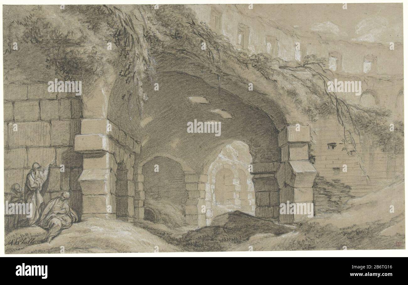 Het Colosseum in Rome Gezicht in het Colosseum te Rome The Colosseum in Rome View of the Colosseum in Rome Property Type: Drawing Object number: RP-T-1952-87 Iscrizioni / marchi: Firma, recto, in basso a sinistra, penna e inchiostro nero, marchio collettore 'MHA Challe' , recto, in basso a sinistra (Philippe de Chennevières) Lugt 2073 marchio collettore , recto, in basso a destra: (Louis Deglatigny) Lugt 1768astempel, vero, in basso a destra, inchiostro viola: 'Dogana centrale / exportation / Paris'annotatie, reverse, left, matita: 'Challe / rovine Intérieur (in moderna scrittura a mano) annotazione, retromarcia, a sinistra, matita: '621 [cerchiato]' Foto Stock