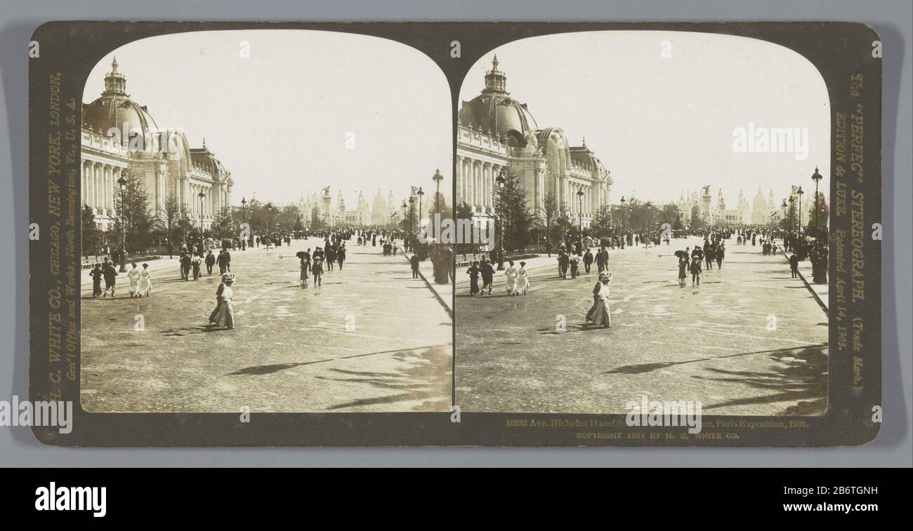 Het Petit Palais tijdens de Wereldtentoonstelling van 1900 Ave Nicola II e Palazzo delle Belle Arti, Paris Exposition, 1900 (titel op Object) il Petit Palais durante il mondo di 1900Ave. Nicholas II and Small fine Arts Palace, Paris Exposition, 1900 (title object) Property Type: Stereo picture Item number: RP-F F10988 Iscrizioni / marchi: Iscrizione, recto, stampato: 'The Perfec Stereograph (Trade Mark.) / Edition de Luxe. Brevettato 14 aprile 1903.' Produttore : fotografo: Anonymous publisher: H.C. & Co. White (proprietà quotata in borsa) Fabbricazione Di Luoghi: Fotografo: Paris Editore: New Yor Foto Stock