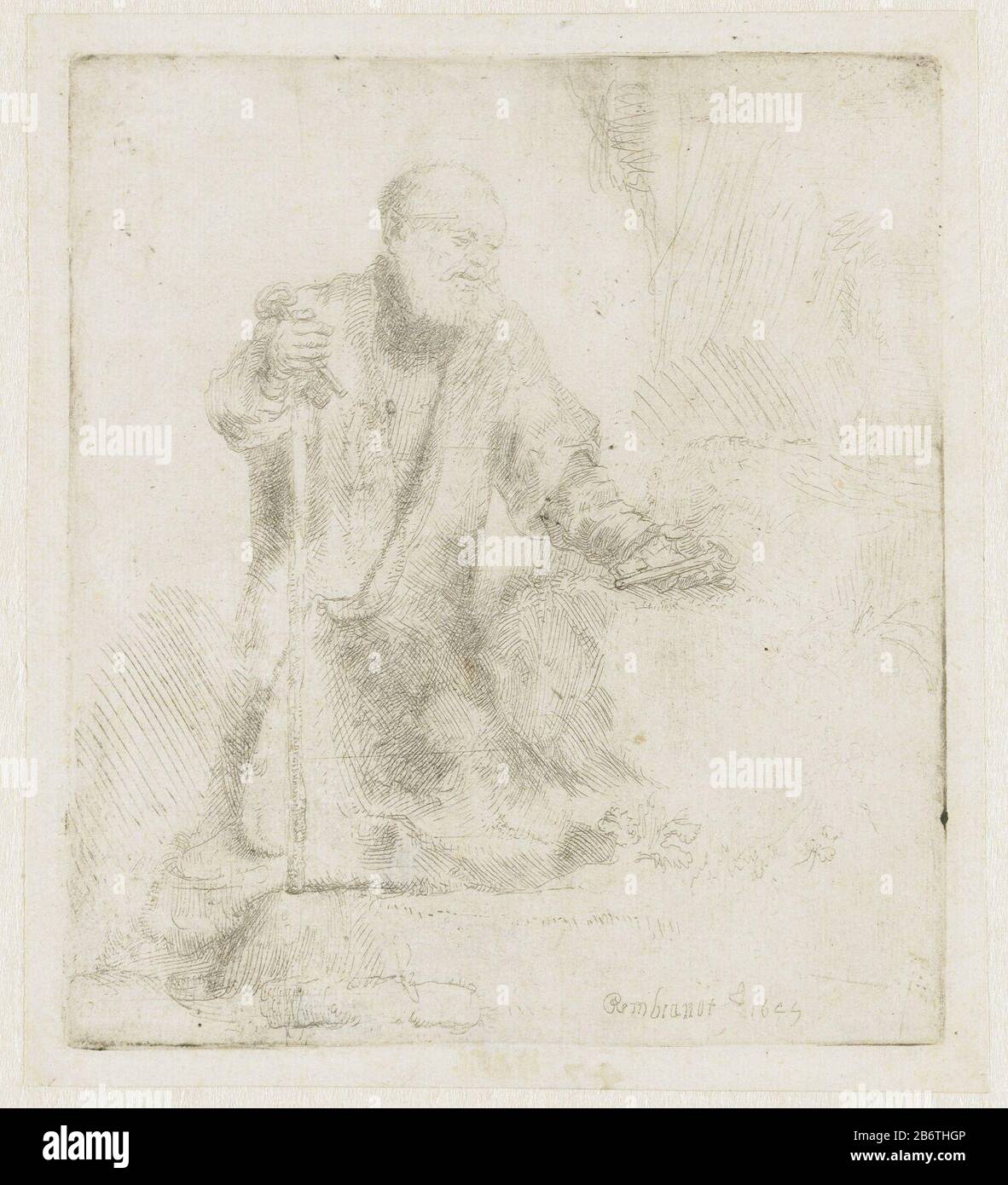 Het berouw van Petrus Het berouw van Petrus Oggetto tipo : prent Objectnummer: RP-P-1987-184Catalogusreferentie: New Hollstein Dutch 225-1(1)Bartsch 96-1(1)Hollstein Dutch 96-1(1) Iscrizioni / Merken: Signatuur en datum, rechtsonder Midden: ‘Rembrandt f 1645’ collector mark so verter mark: Lugonder Lugt 1021 marchio del collezionista , vero Midden onder: Lugt 2228 marchio del collezionista , vero Midden onder: ‘DRWK (?)’ Produttore : costruttore: Rembrandt van Rijn (vermeld op object)naar eigen ontwerp van: Rembrandt van Rijn dating: 1645 Kenmerken Fisico: ETS Mater Foto Stock