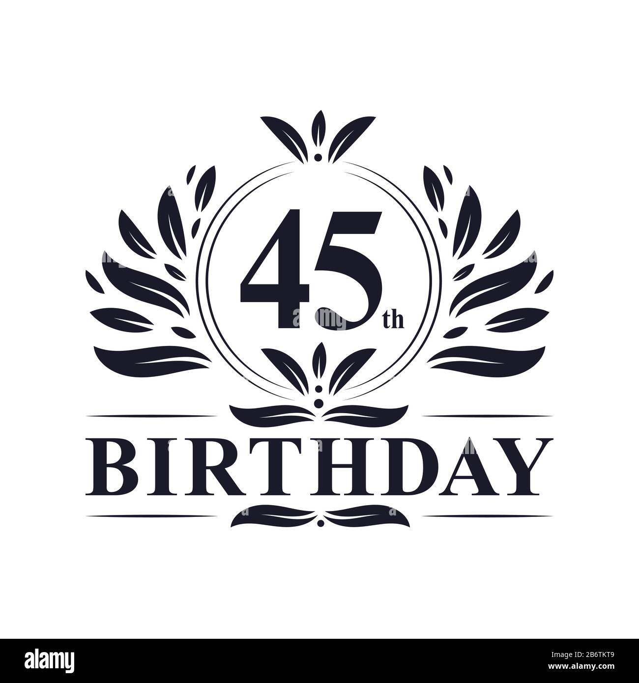 45 anni di compleanno logo, lusso 45th compleanno design celebrazione. Illustrazione Vettoriale