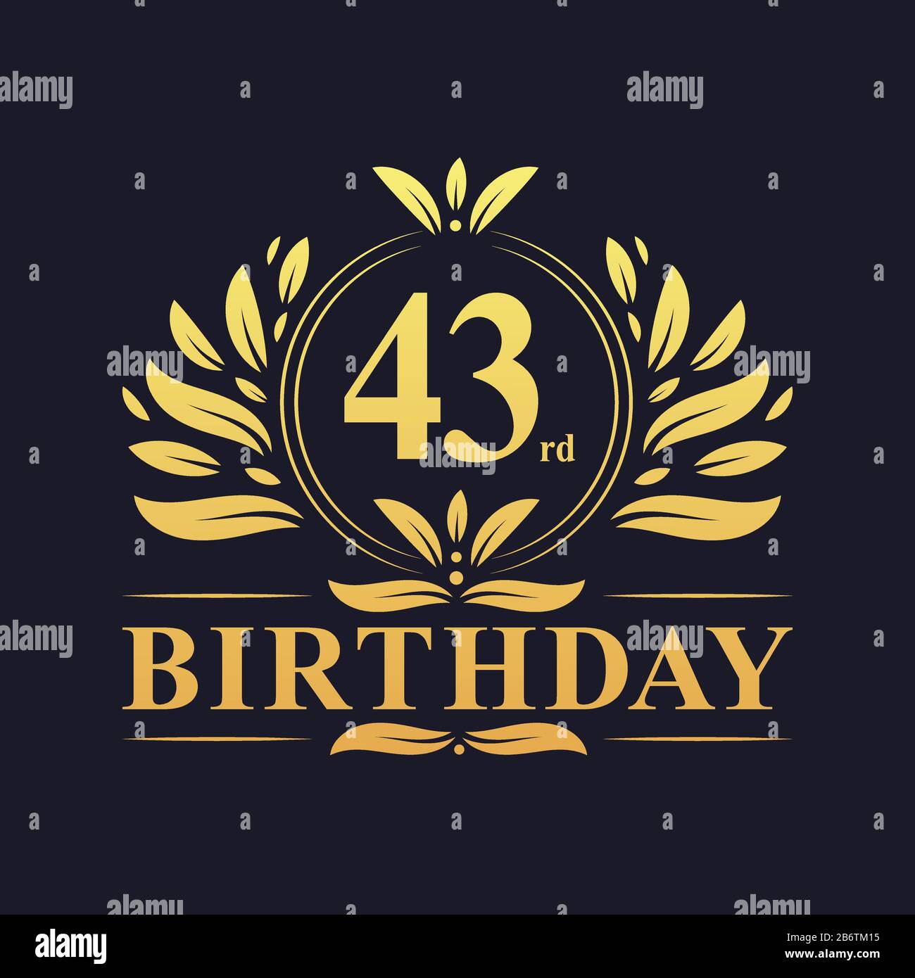 43rd Birthday Design, lussuoso colore dorato 43 anni compleanno celebrazione. Illustrazione Vettoriale