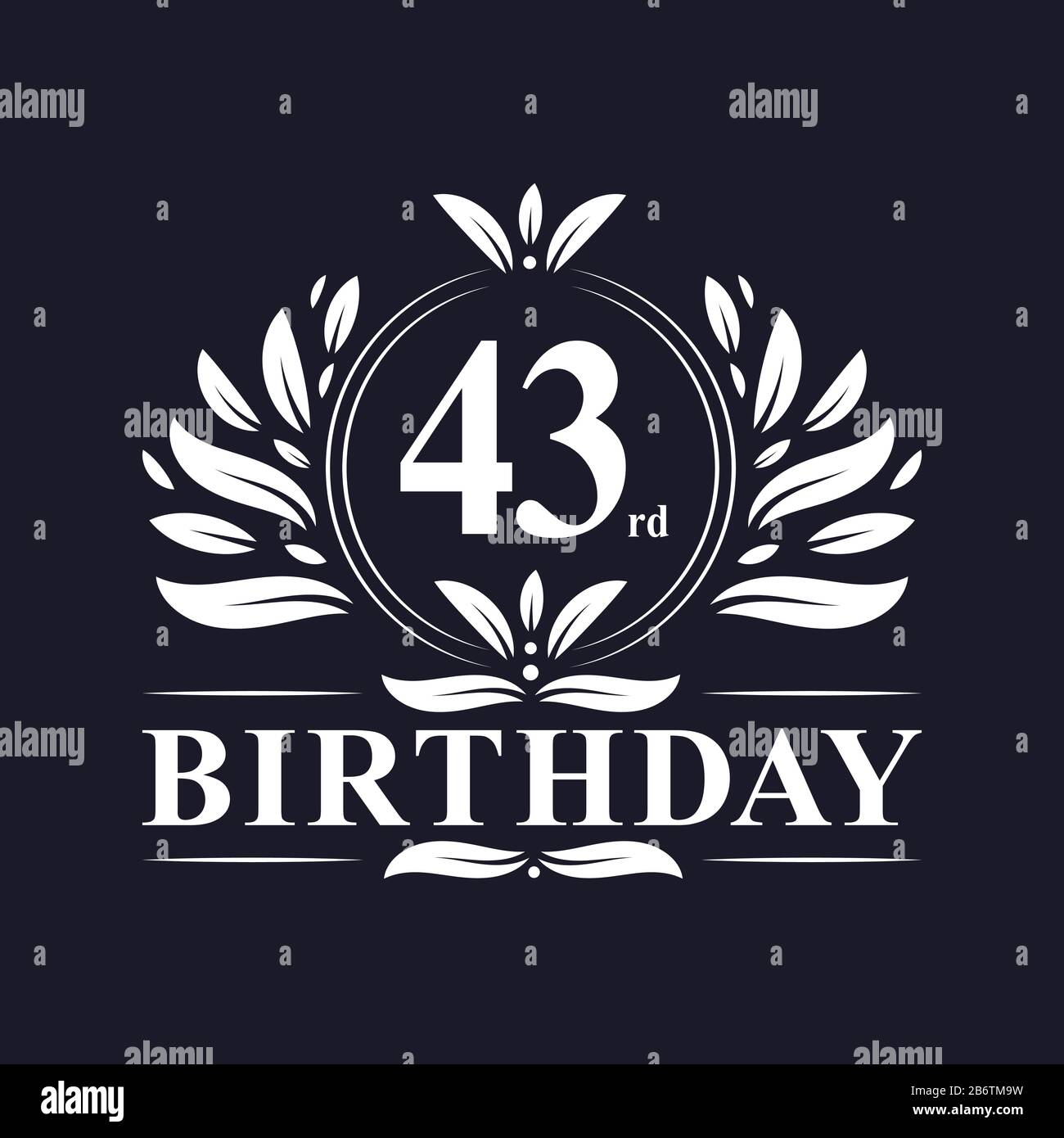 43rd compleanno celebrazione, lusso 43 anni compleanno logo design. Illustrazione Vettoriale