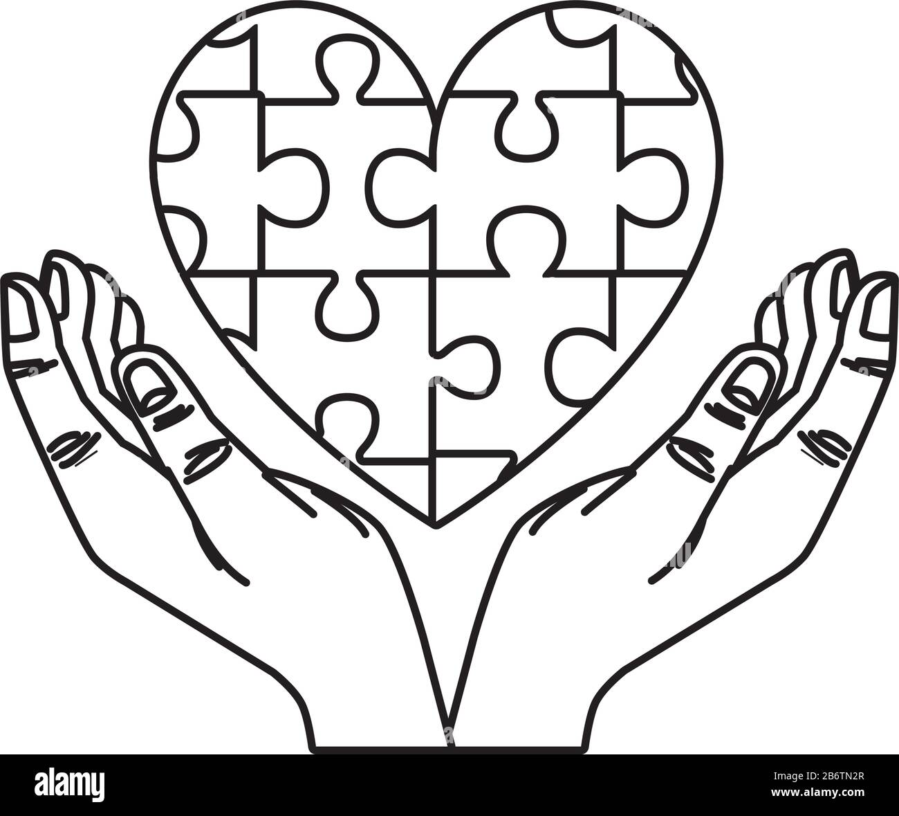 mani umane con pezzi di puzzle cuore Immagine e Vettoriale - Alamy