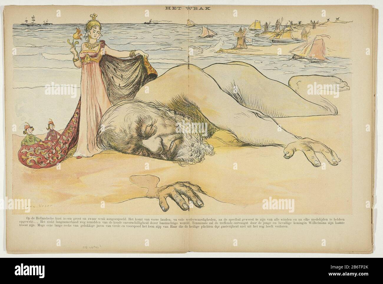 Het wrak il relitto tipo di oggetto: Immagine numero articolo: RP-P-OB-40.502K Produttore : printmaker Jean Veberuitgever: L'Assiette au Beurre Editore: S.L. van Looy luogo di fabbricazione: Amsterdam Data: 1874 - 1928 caratteristiche Fisiche: Litografia a colori materiale: Tecnica della carta: Litografia a colori (processo) Oggetto: Seconda guerra di Boer (1899-1902) Foto Stock