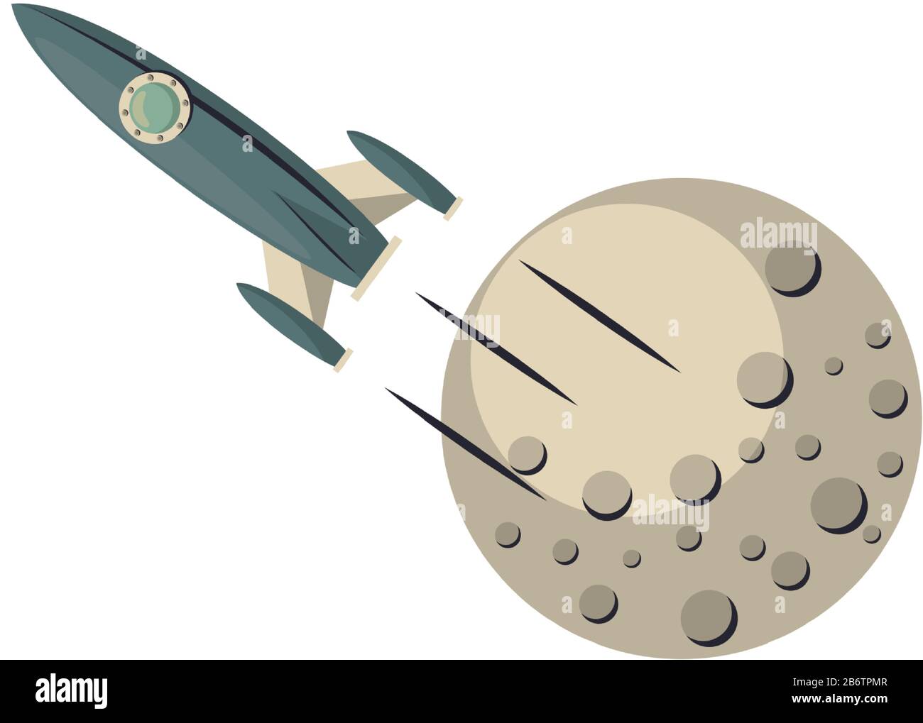 nave spaziale volare con la luna Illustrazione Vettoriale