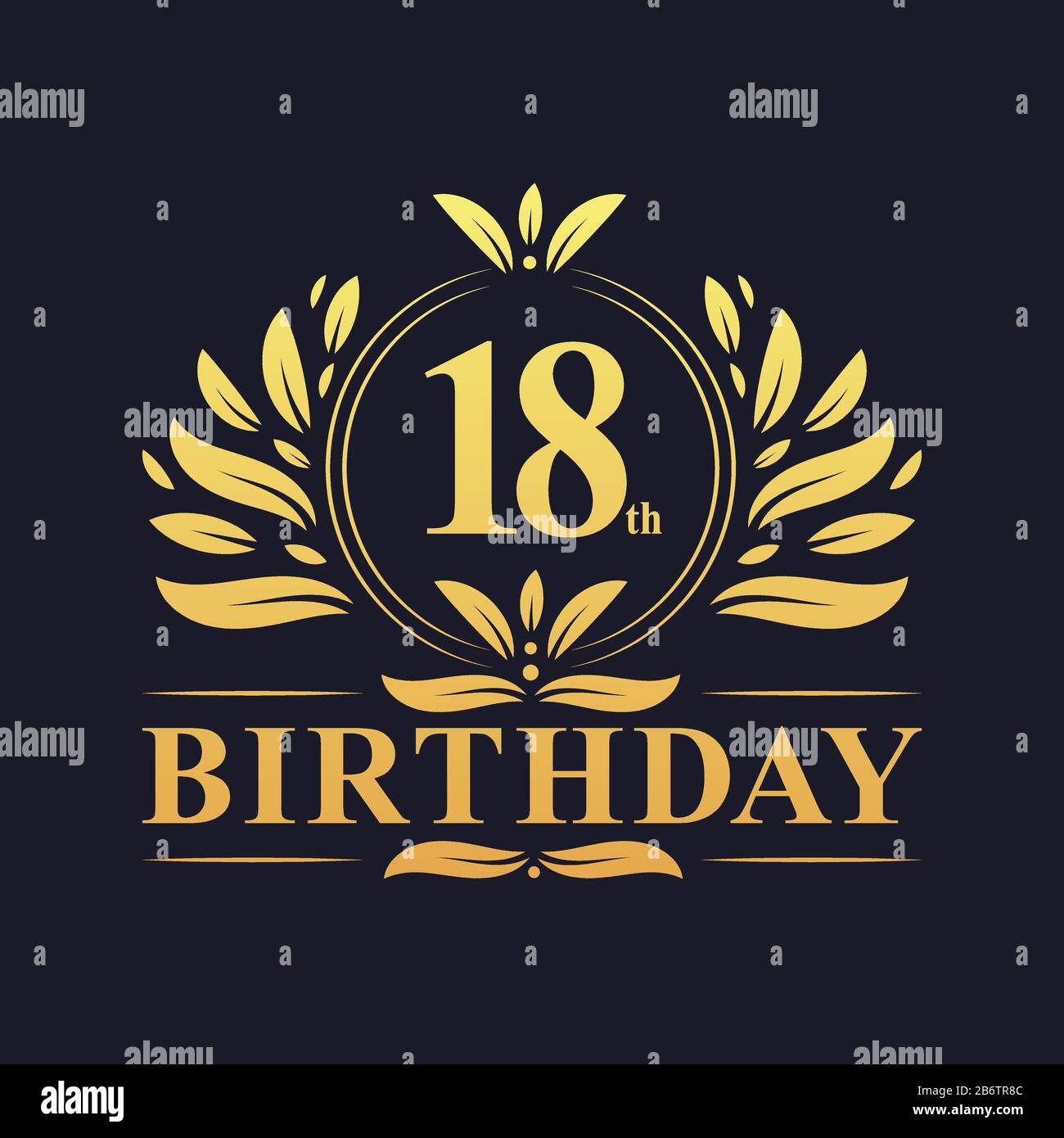 18th compleanno Design, lussuoso colore dorato 18 anni compleanno celebrazione. Illustrazione Vettoriale