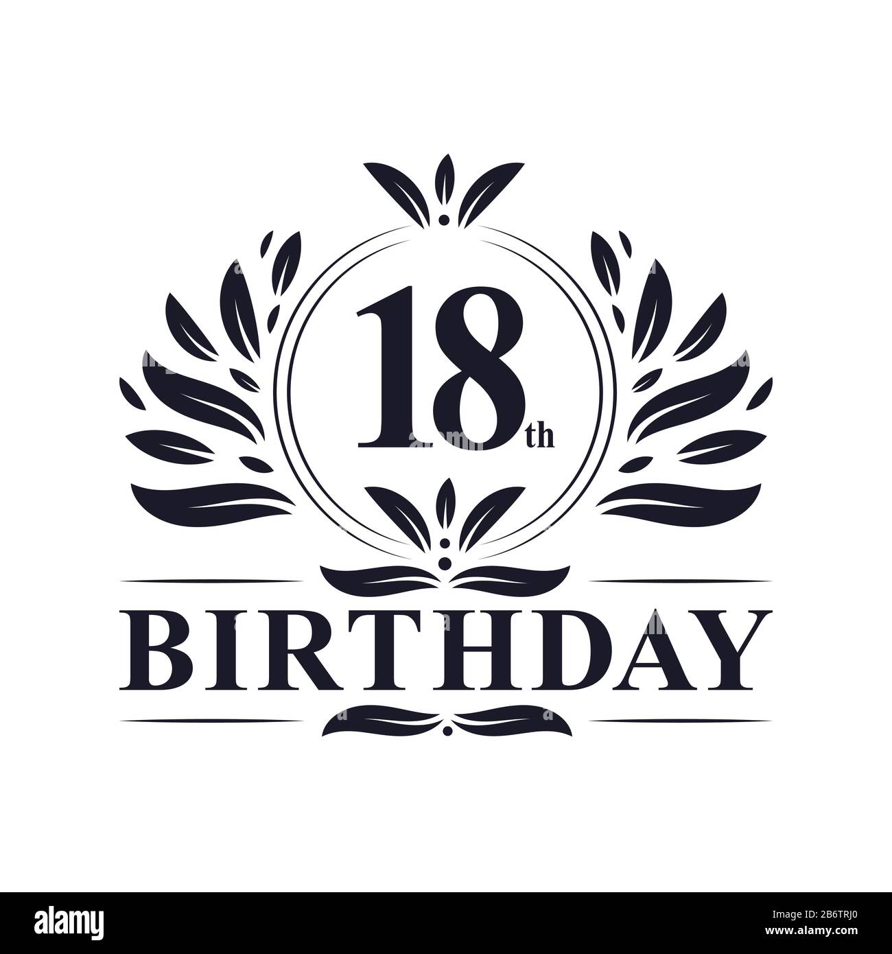 18th compleanno celebrazione, lusso 18 anni compleanno logo design. Illustrazione Vettoriale