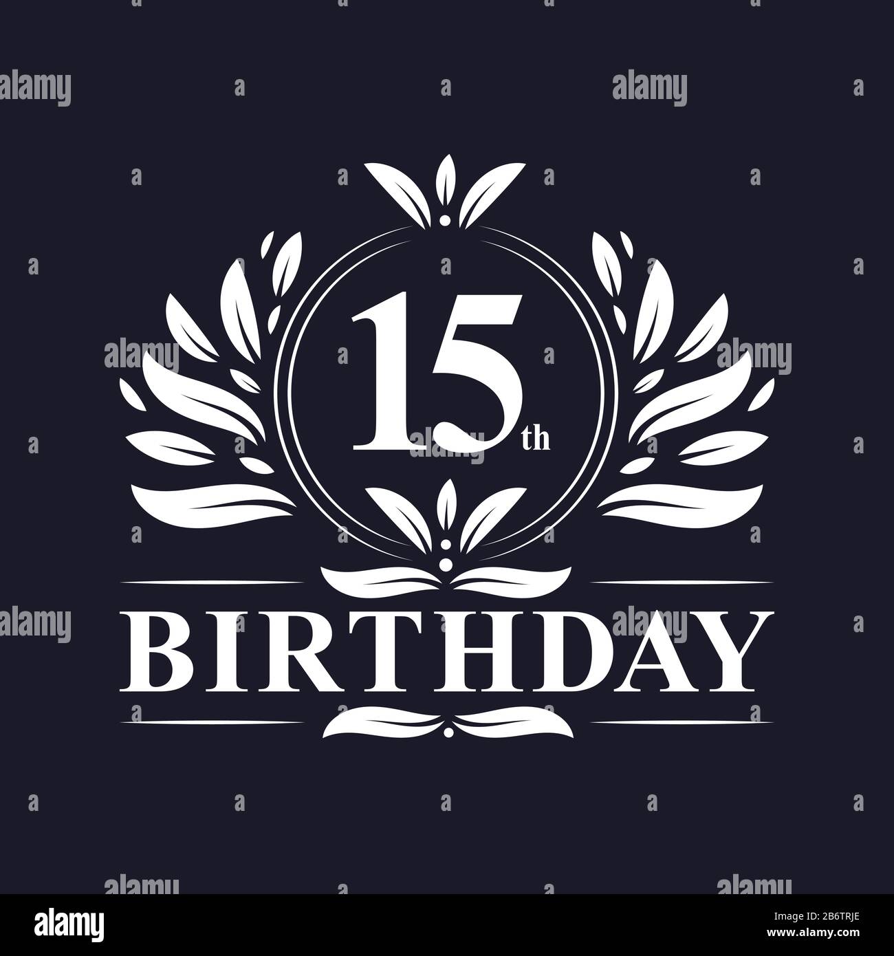 15 anni compleanno logo, lusso 15th compleanno design celebrazione. Illustrazione Vettoriale