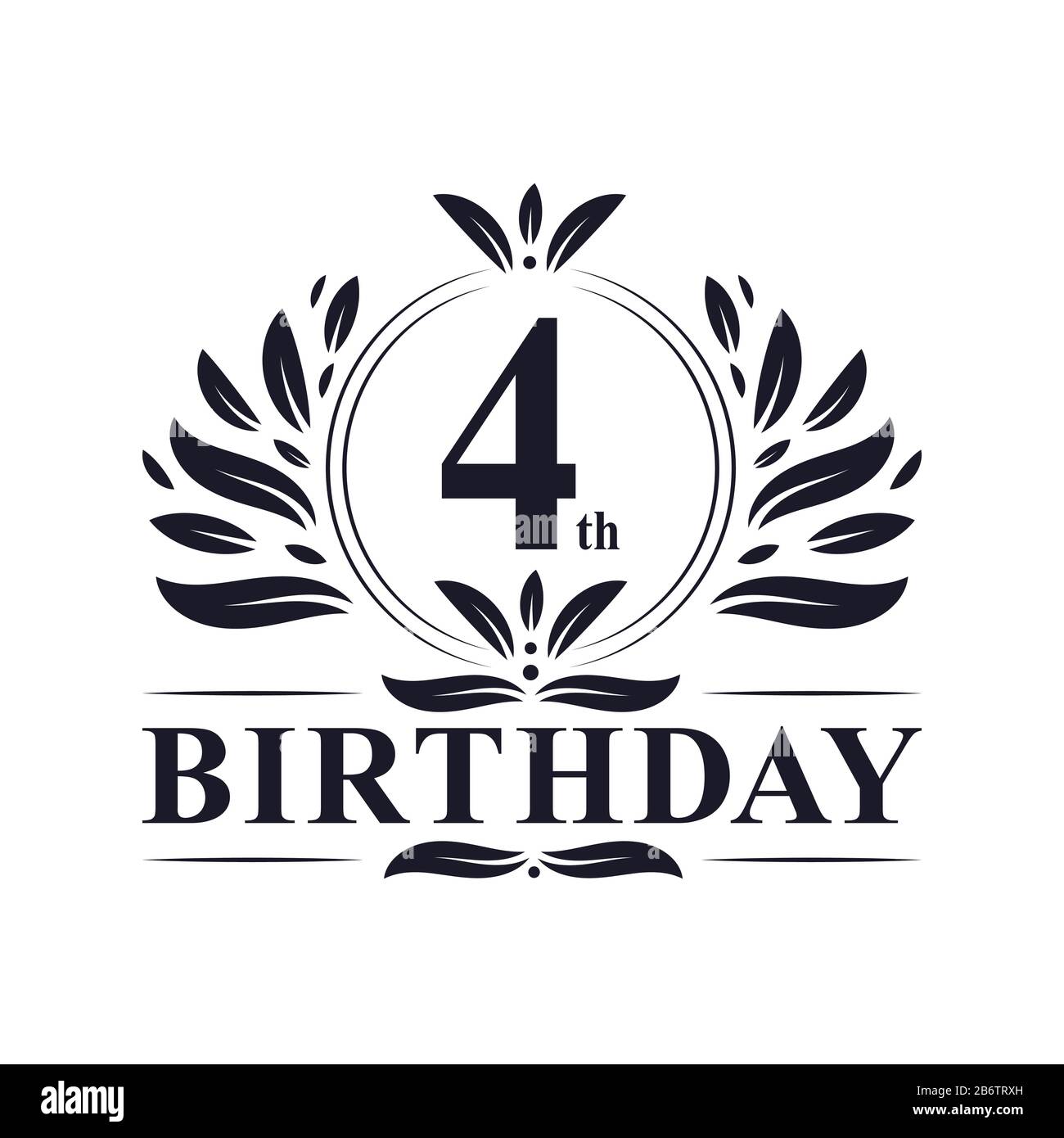 Festa di compleanno 4, lusso 4 anni di compleanno logo design. Illustrazione Vettoriale