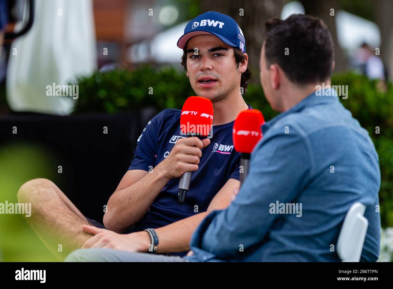 Melbourne, Australia, 12 Marzo 2020. Lance Passeggiate (18) guida per Racing Point BWT Mercedes durante il Rolex Australian Grand Prix di Formula 1, Melbourne, Australia. Credito: Dave Hewison/Alamy Live News Foto Stock
