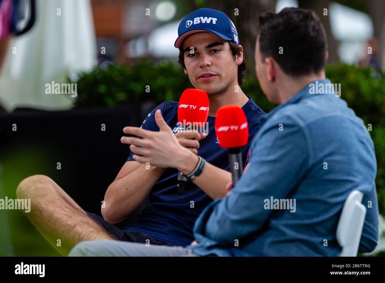Melbourne, Australia, 12 Marzo 2020. Lance Passeggiate (18) guida per Racing Point BWT Mercedes durante il Rolex Australian Grand Prix di Formula 1, Melbourne, Australia. Credito: Dave Hewison/Alamy Live News Foto Stock