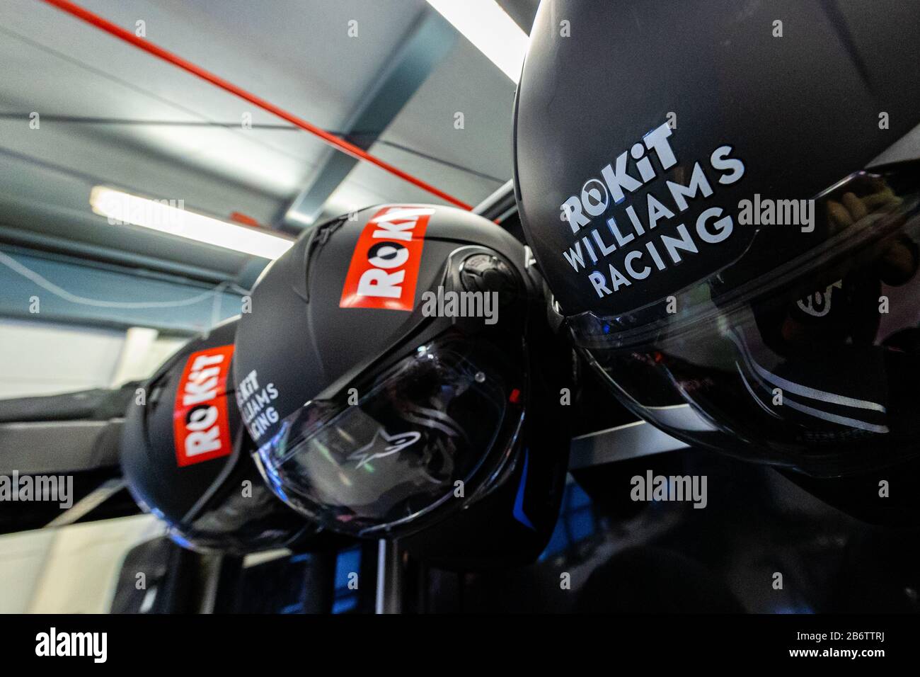 Melbourne, Australia, 12 Marzo 2020. Williams F1 Team elmetti equipaggio durante il Rolex Australian Grand Prix di Formula 1, Melbourne, Australia. Credito: Dave Hewison/Alamy Live News Foto Stock