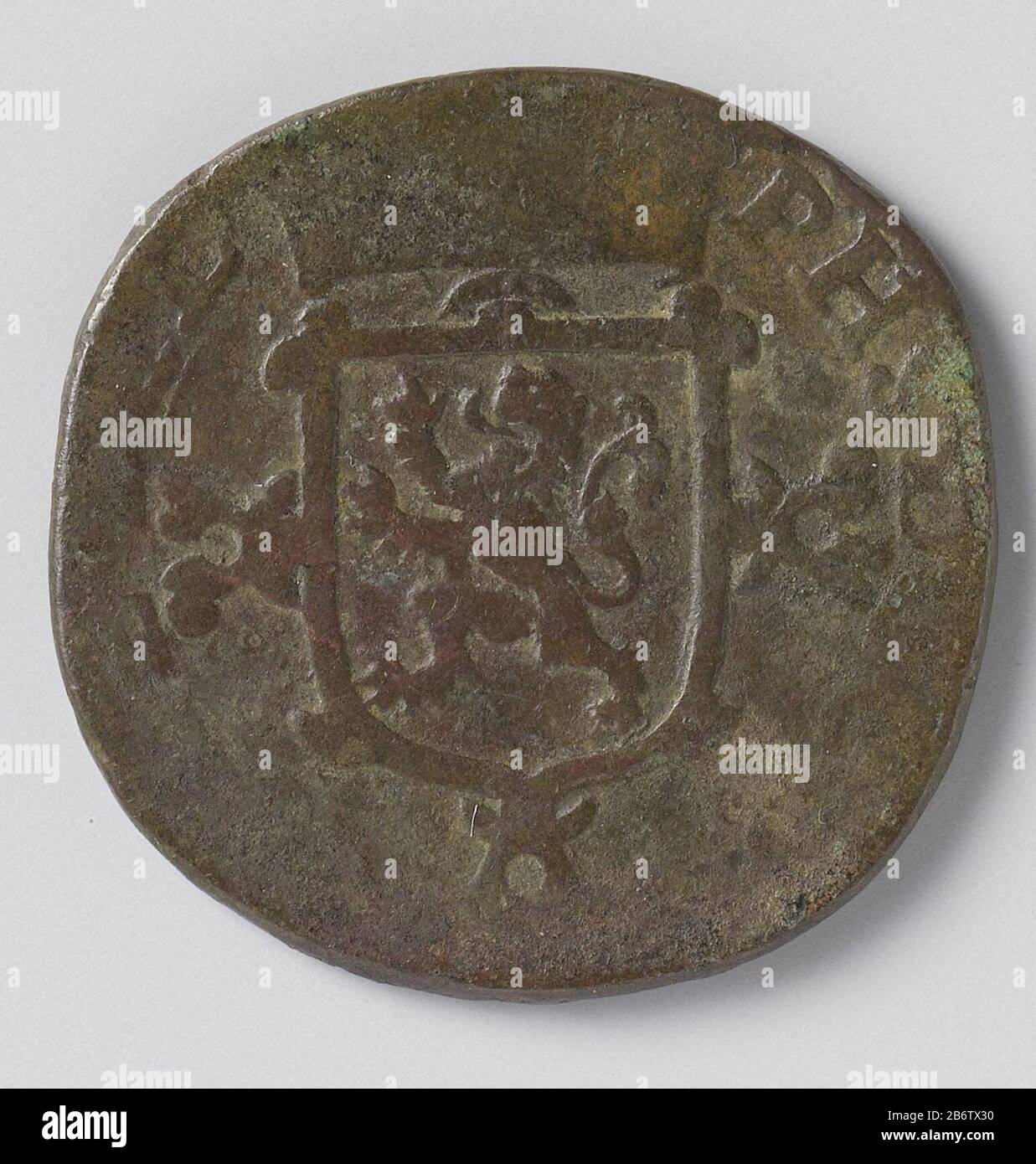 Hollandse munt di duit Olanda moneta o duit, anche chiamato 'oortje'. Produttore : anonimo luogo di produzione: The Netherlands Spain Dating: CA. 1576 - ca. 1578 caratteristiche Fisiche: Rame materiale: Rame Tecnica: Dimensioni del magazzino: 2.4 cm d. Oggetto: Inverno Su Novaya Zemlya Quando: 1596 - 1597 Foto Stock