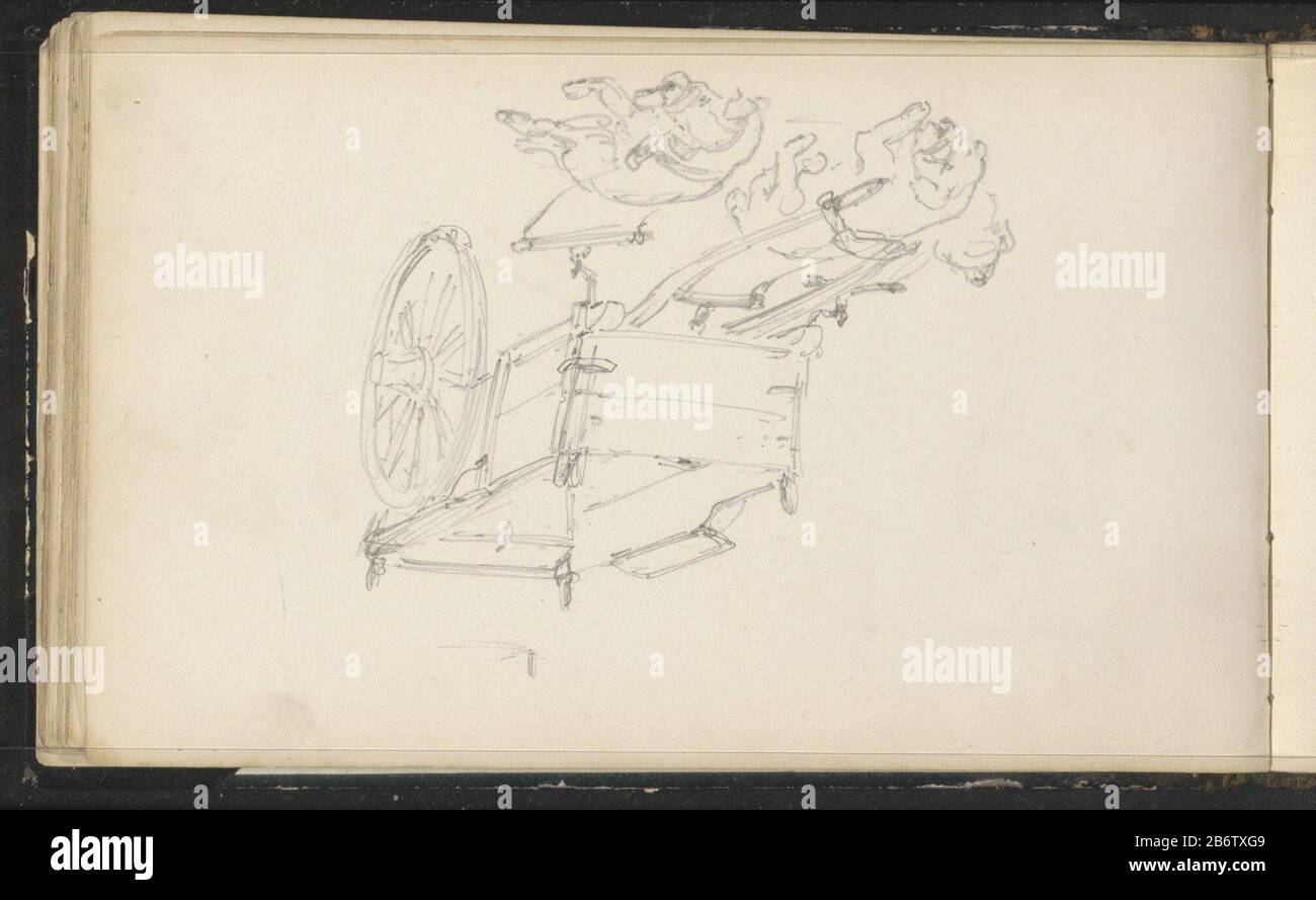Hondenkar Hondenkar Object Type : Sketchbook sheet numero articolo: RP-T 1945-24-22 (F) Descrizione: Kar stretto con tre cani sdraiati. Foglio 22 verso di un libro di schizzi con 44 lame prodotte in Nuova Zelanda e Utrecht. Produttore : artista: Cornelis Springer Produzione Luogo: Zeeland (possibile) Data: CA. 1856 - ca. 1861 caratteristiche Fisiche: Matita materiale: Matita di carta ToelichtingRecto no voorstelling. Oggetto (azienda agricola) carro, carro merci, e cartrone di destra Foto Stock