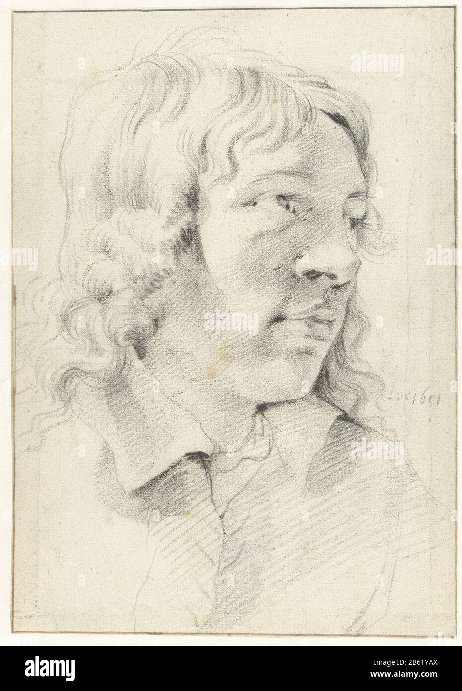 Hoofd van een man testa di Un Oggetto uomo tipo : disegno numero Oggetto: RP-T-1894-A-3012 Produttore : disegnatore: Leendert van der Cooghen Appuntamenti: 1651 caratteristiche Fisiche: Gesso nero materiale: Gesso carta dimensioni: H 260 mm × W 183 mm Foto Stock