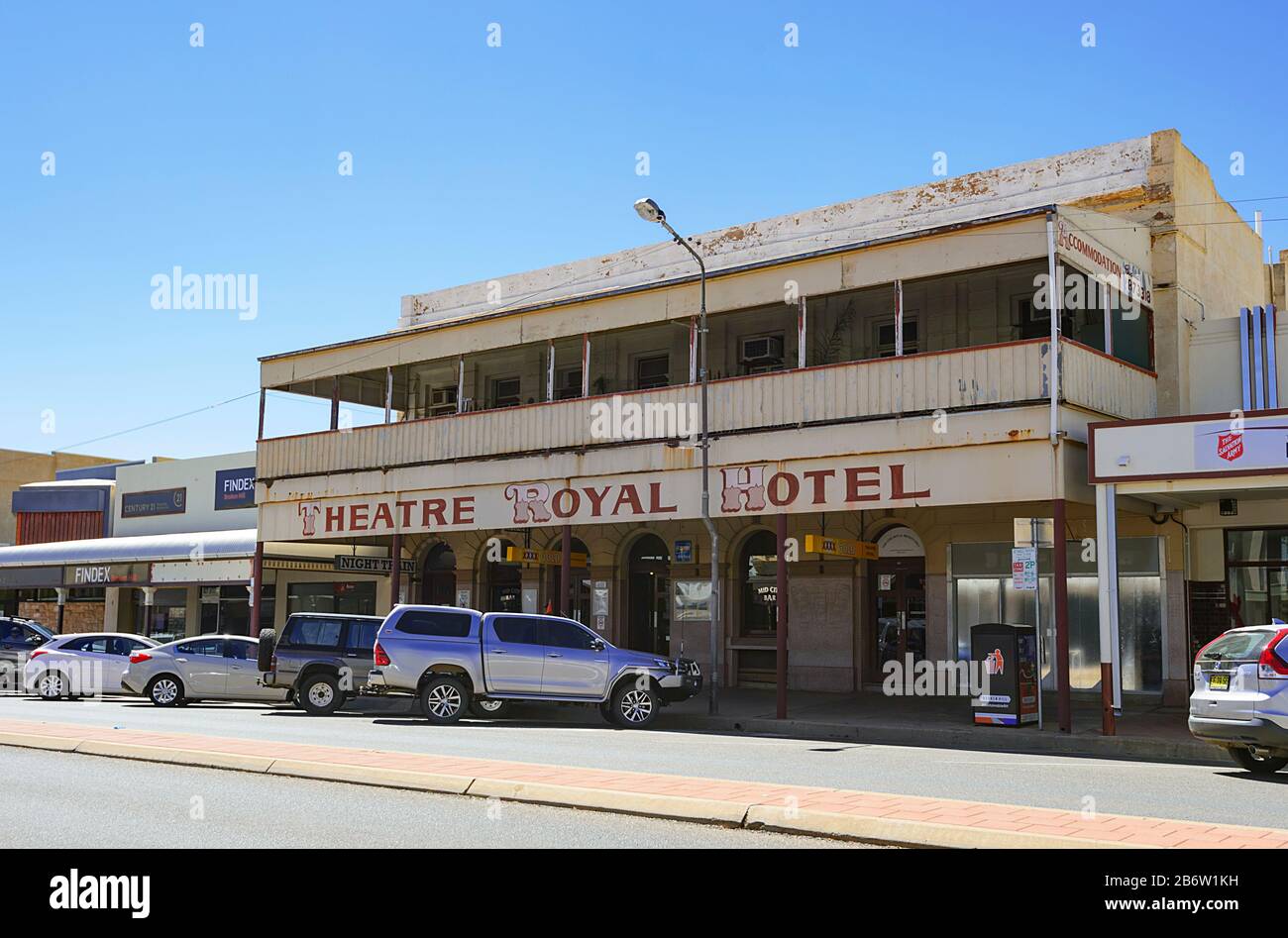 Vista Dello Storico Theatre Royal Hotel, 347 Argent Street, Broken Hill, New South Wales, Nsw, Australia Foto Stock