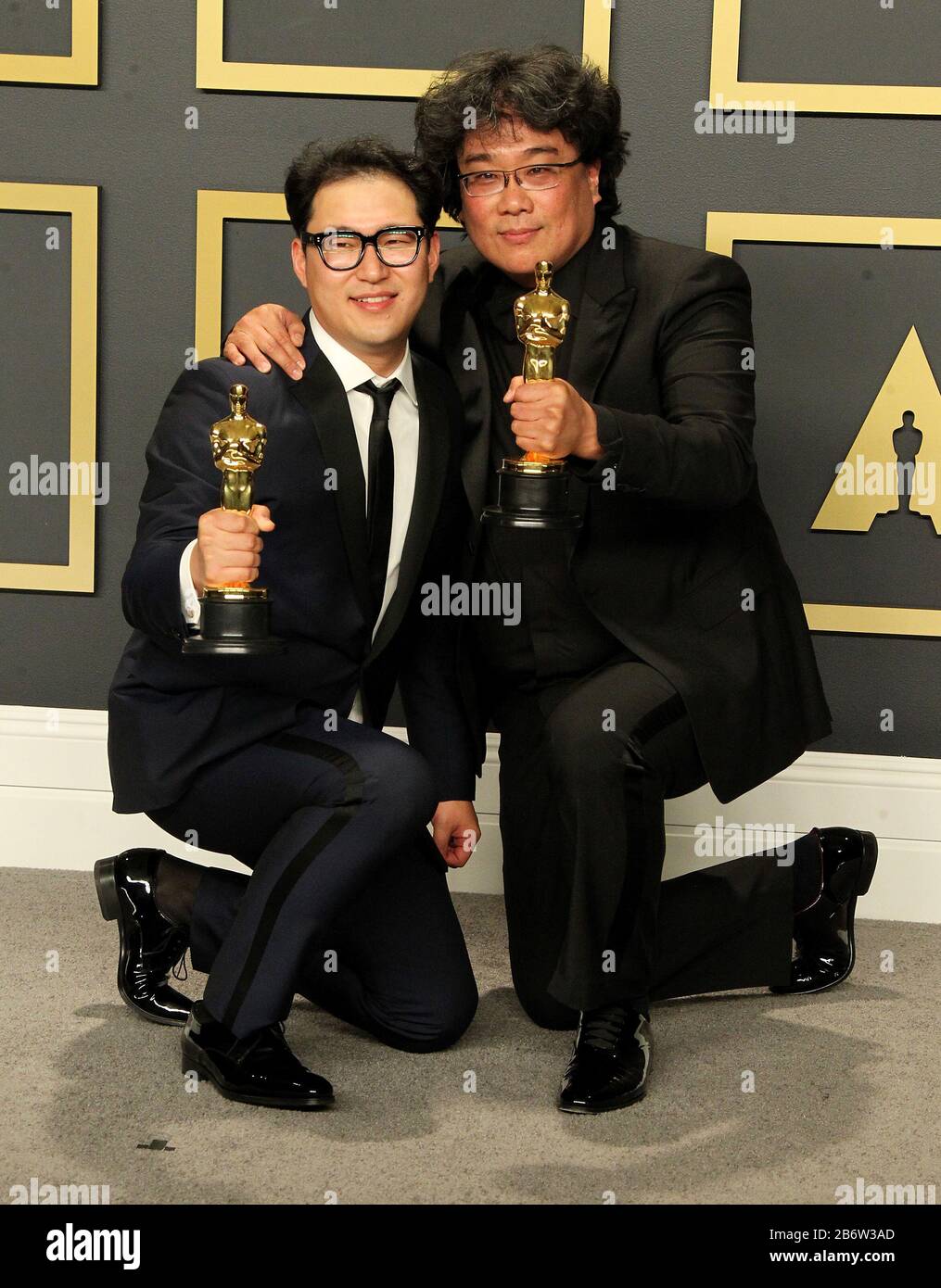 92nd Academy Awards (Oscar 2020) - Sala Stampa presso il Dolby Theatre di Los Angeles, California. Con: Han Jin Wan, Bong Joon-Ho Dove: Los Angeles, California, Stati Uniti Quando: 09 Feb 2020 Credit: Adriana M. Barraza/Wenn Foto Stock