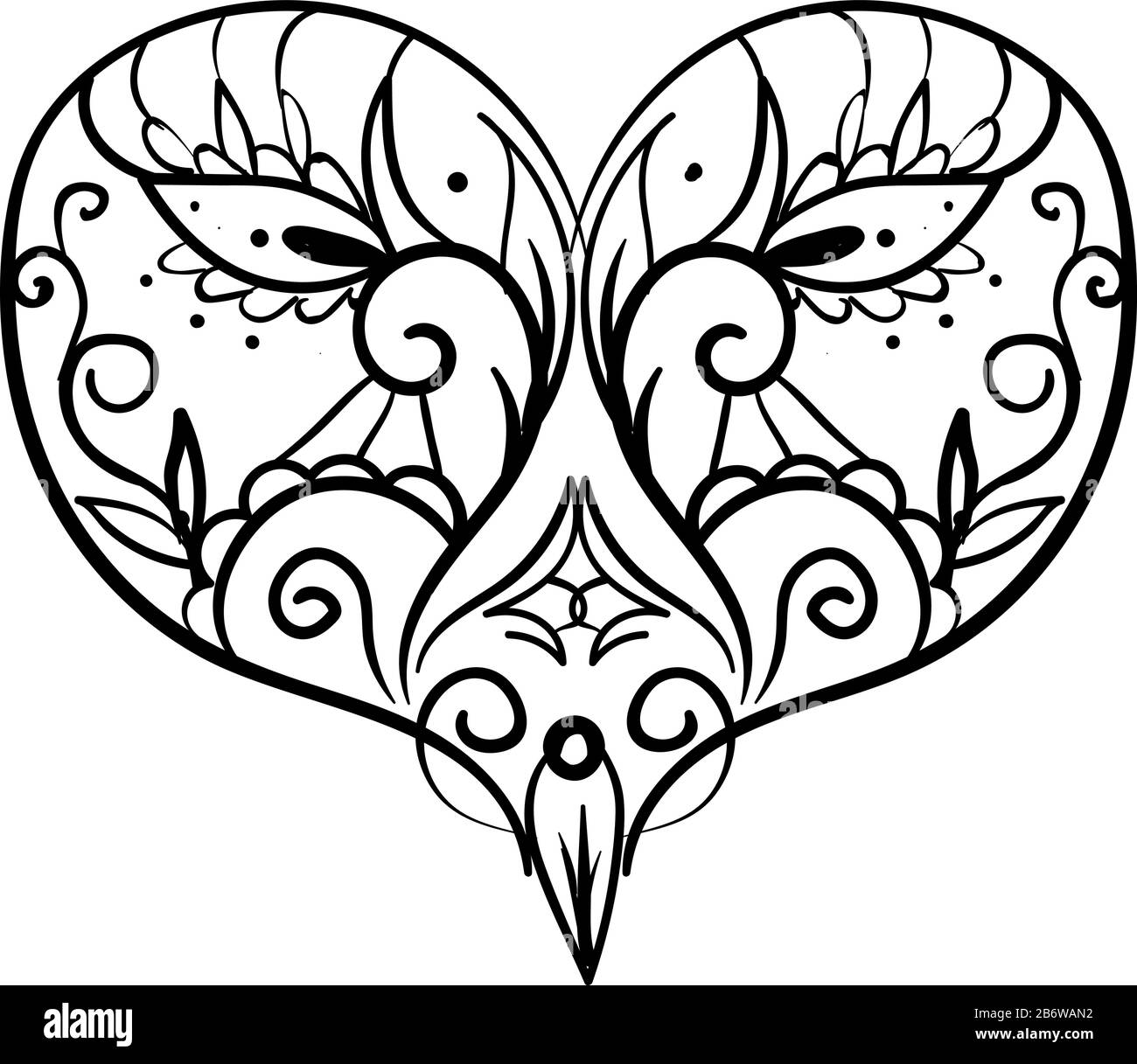 Cuore decorativo, illustrazione vettore su sfondo bianco. Illustrazione Vettoriale