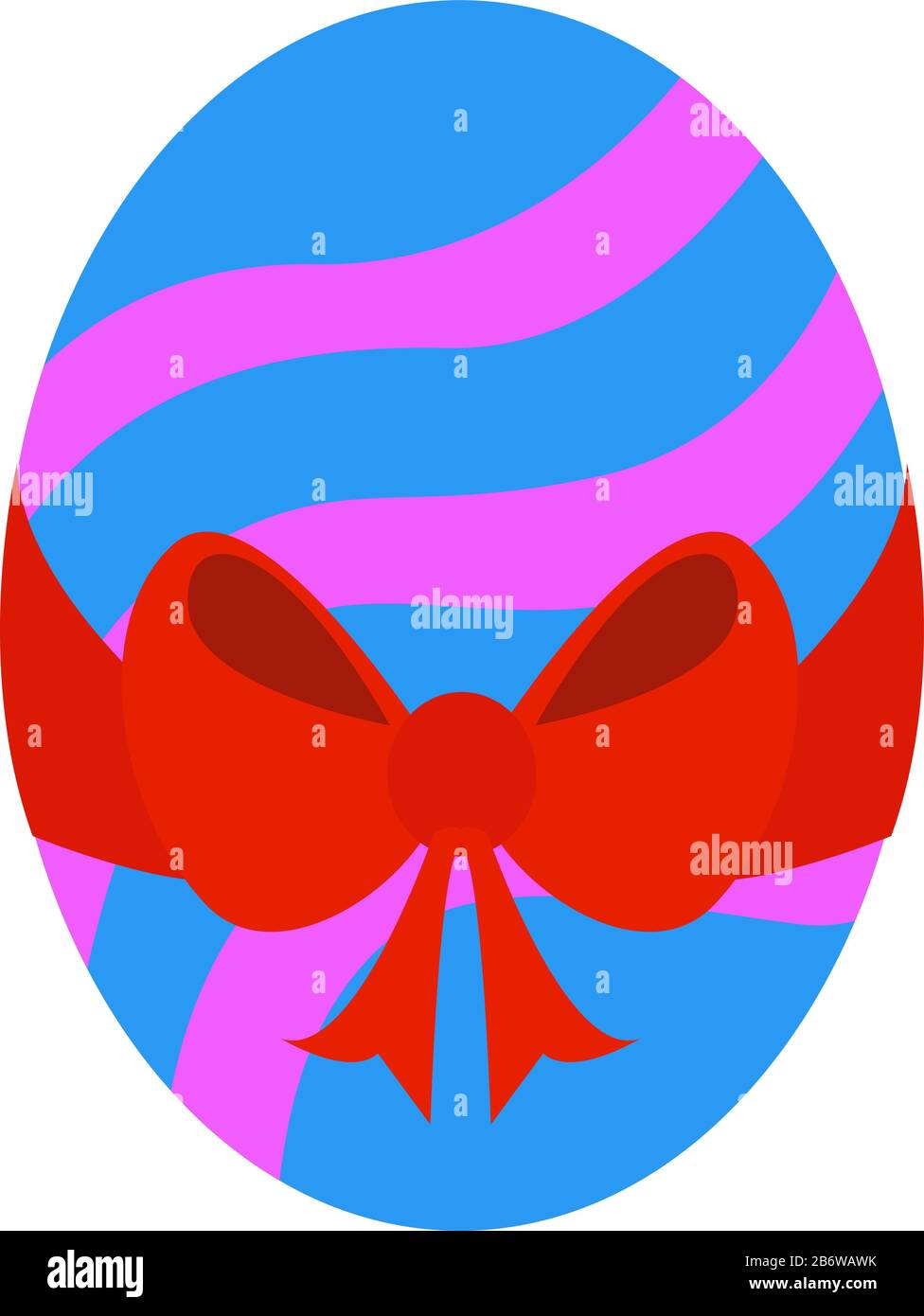 Uovo con arco, illustrazione, vettore su sfondo bianco. Illustrazione Vettoriale