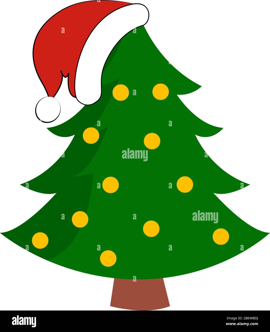 Albero di Natale in casa, illustrazione, vettore su sfondo bianco. Illustrazione Vettoriale