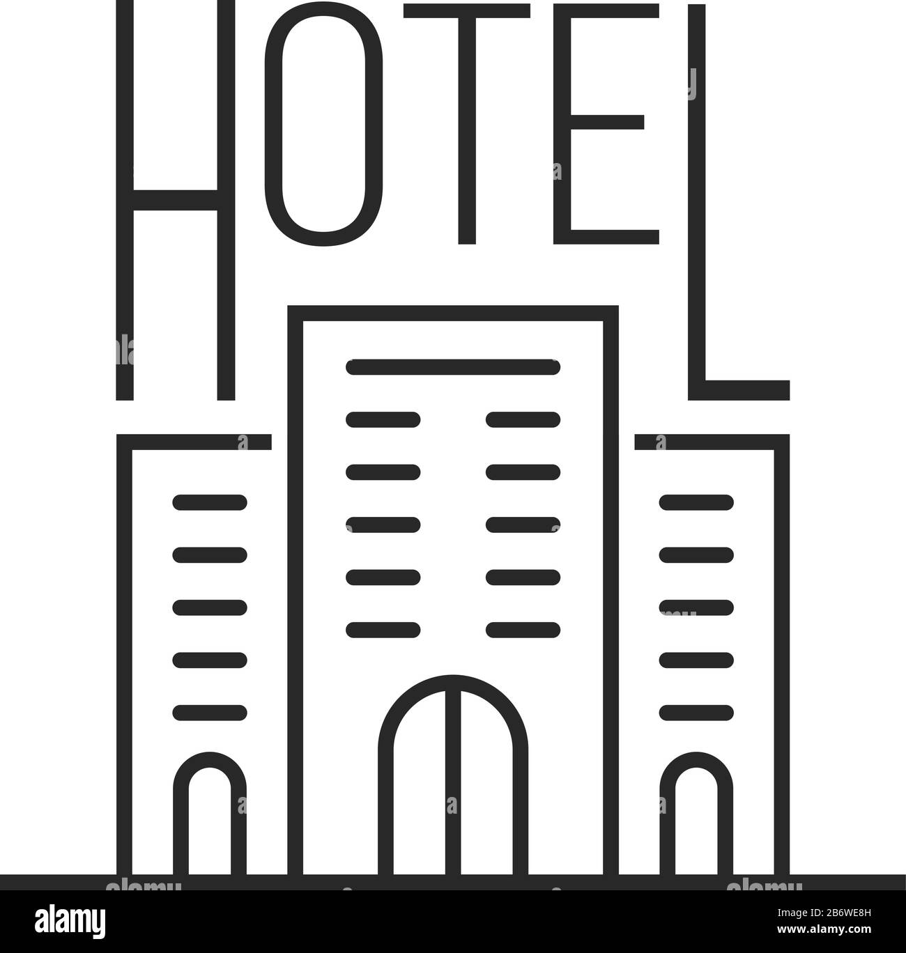 semplice icona di un hotel di lusso di linea sottile Illustrazione Vettoriale