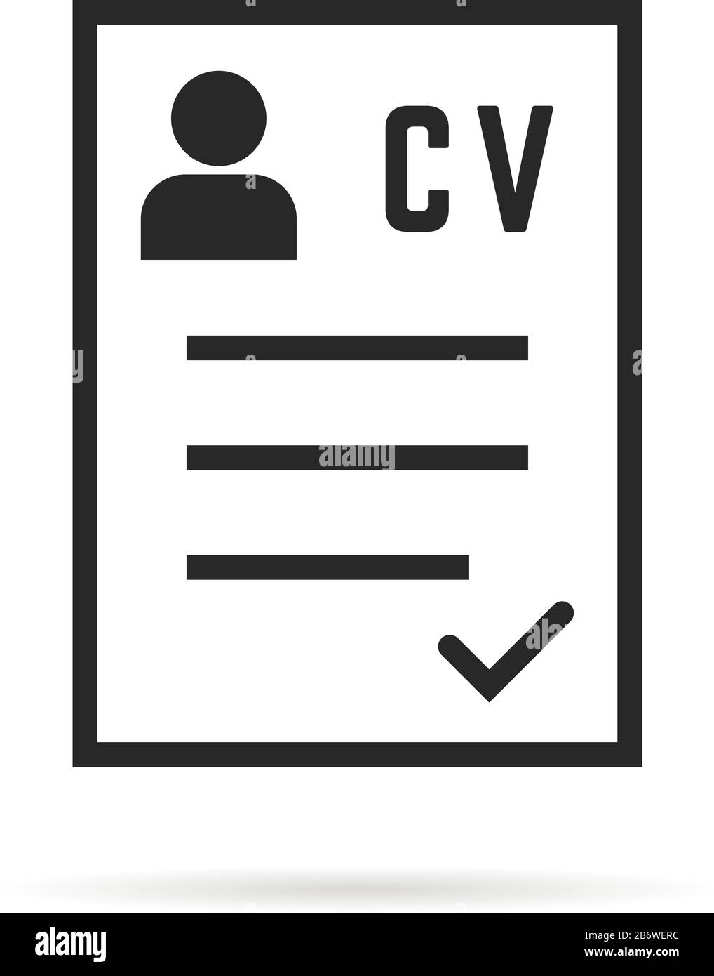 icona nera di linea sottile cv o curriculum vitae Illustrazione Vettoriale