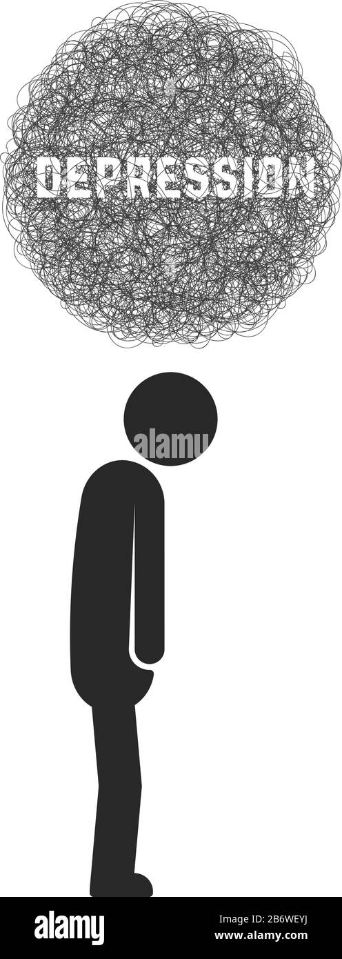 depressione con la figura del bastone nero Illustrazione Vettoriale
