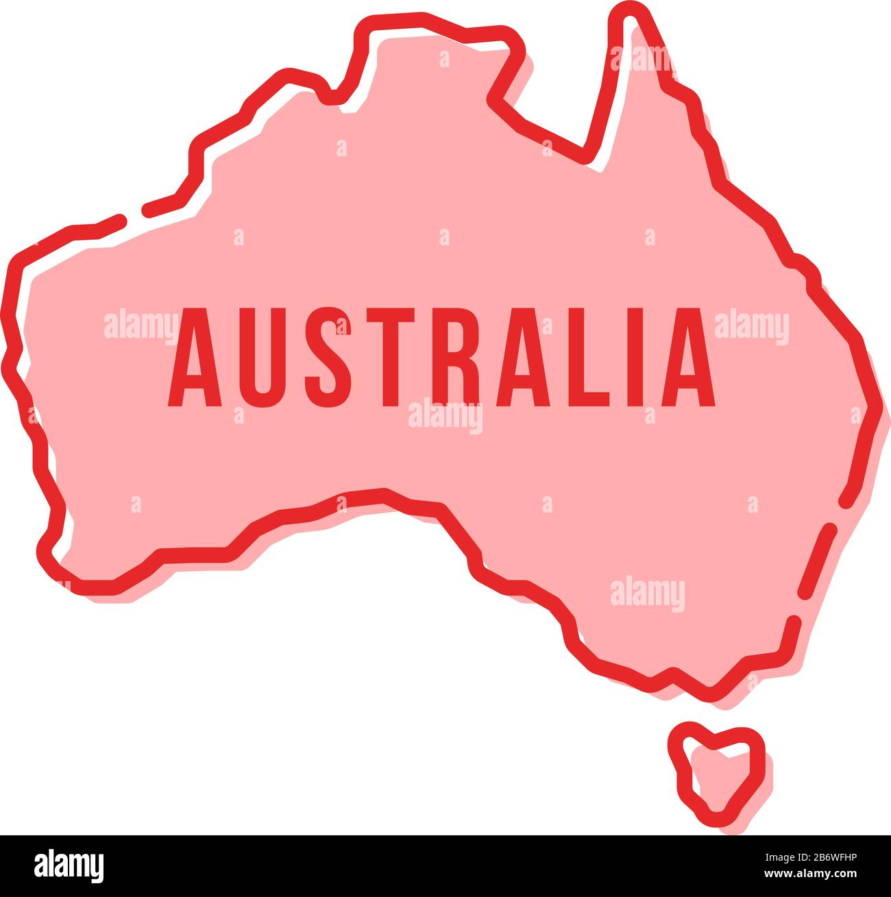icona cartoon australia rossa a linea sottile e semplice Illustrazione Vettoriale
