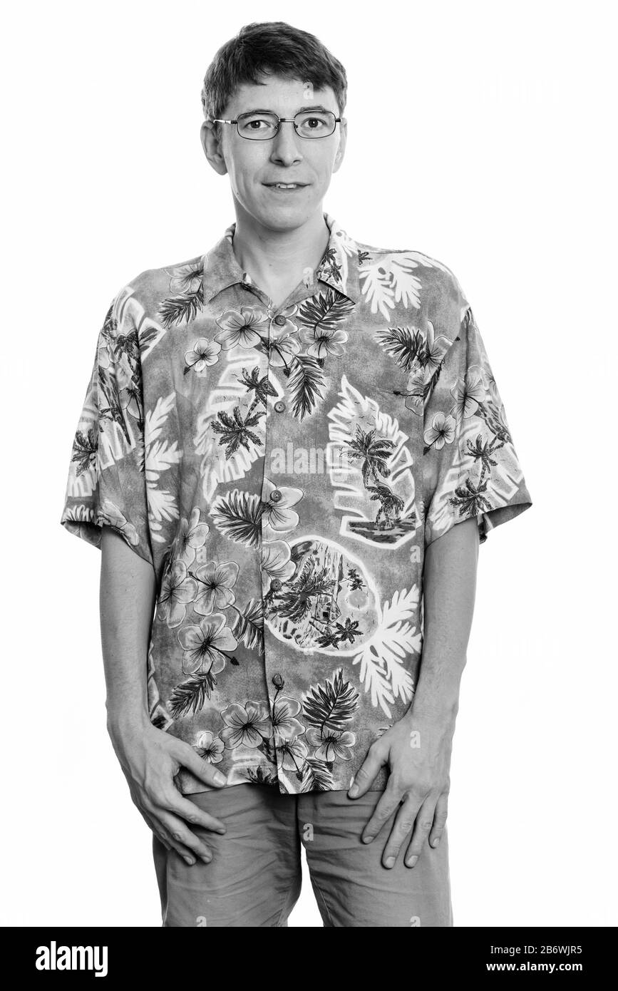 Ritratto di uomo turistico con occhiali pronti per la vacanza Foto Stock