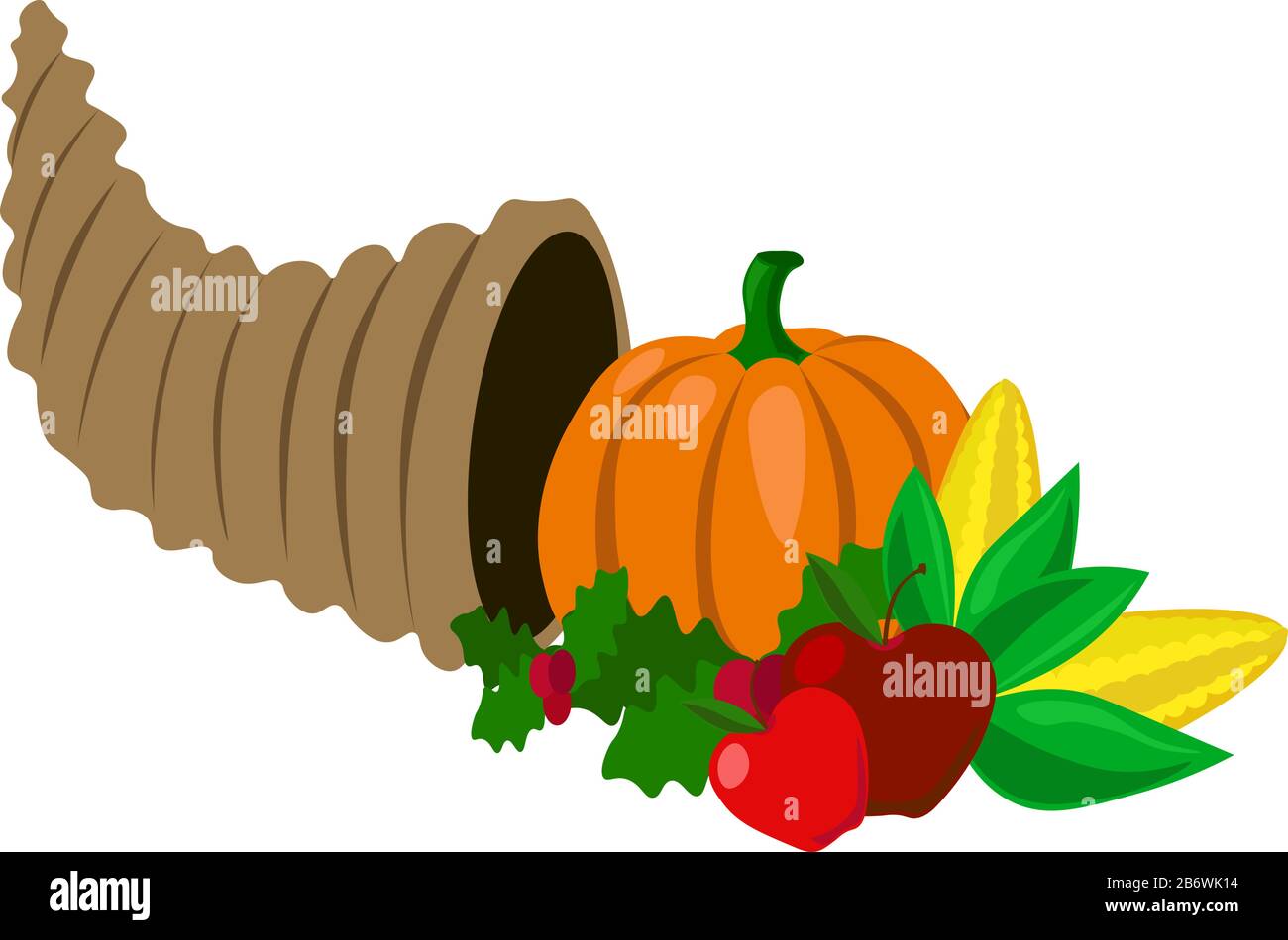 Cesto di ringraziamento, illustrazione, vettore su sfondo bianco. Illustrazione Vettoriale