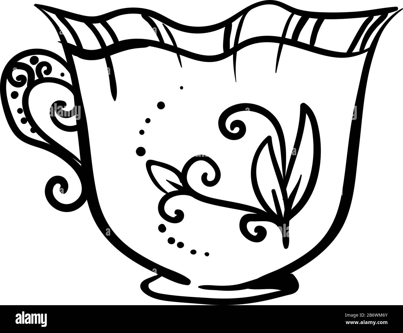 Tazza decorativa di caffè, illustrazione, vettore su sfondo bianco. Illustrazione Vettoriale