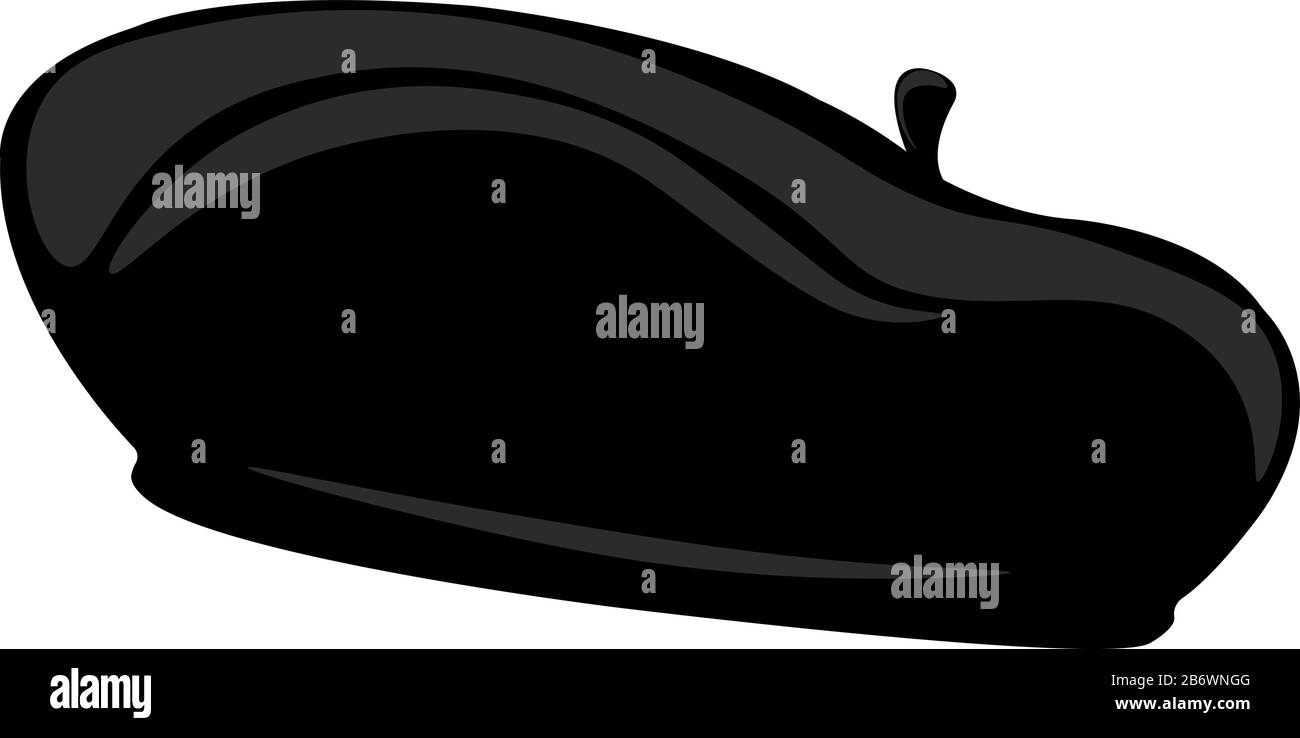 Berretto nero, illustrazione, vettore su sfondo bianco. Illustrazione Vettoriale