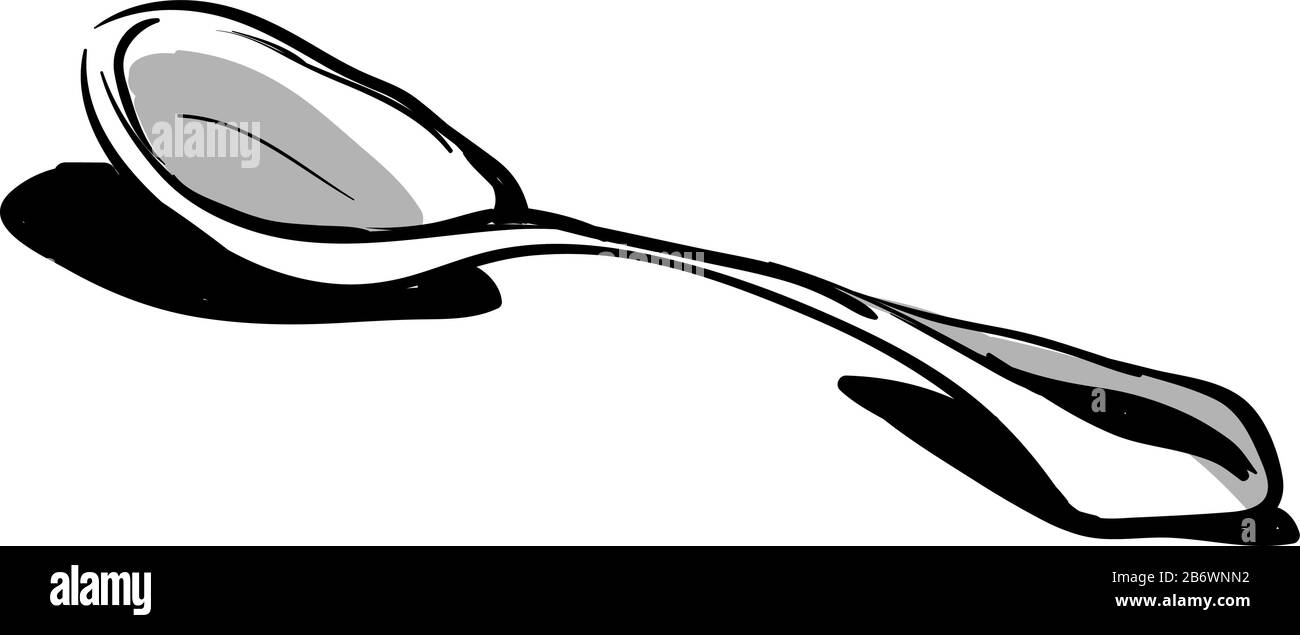 Disegno di un cucchiaio, illustrazione, vettore su sfondo bianco. Illustrazione Vettoriale